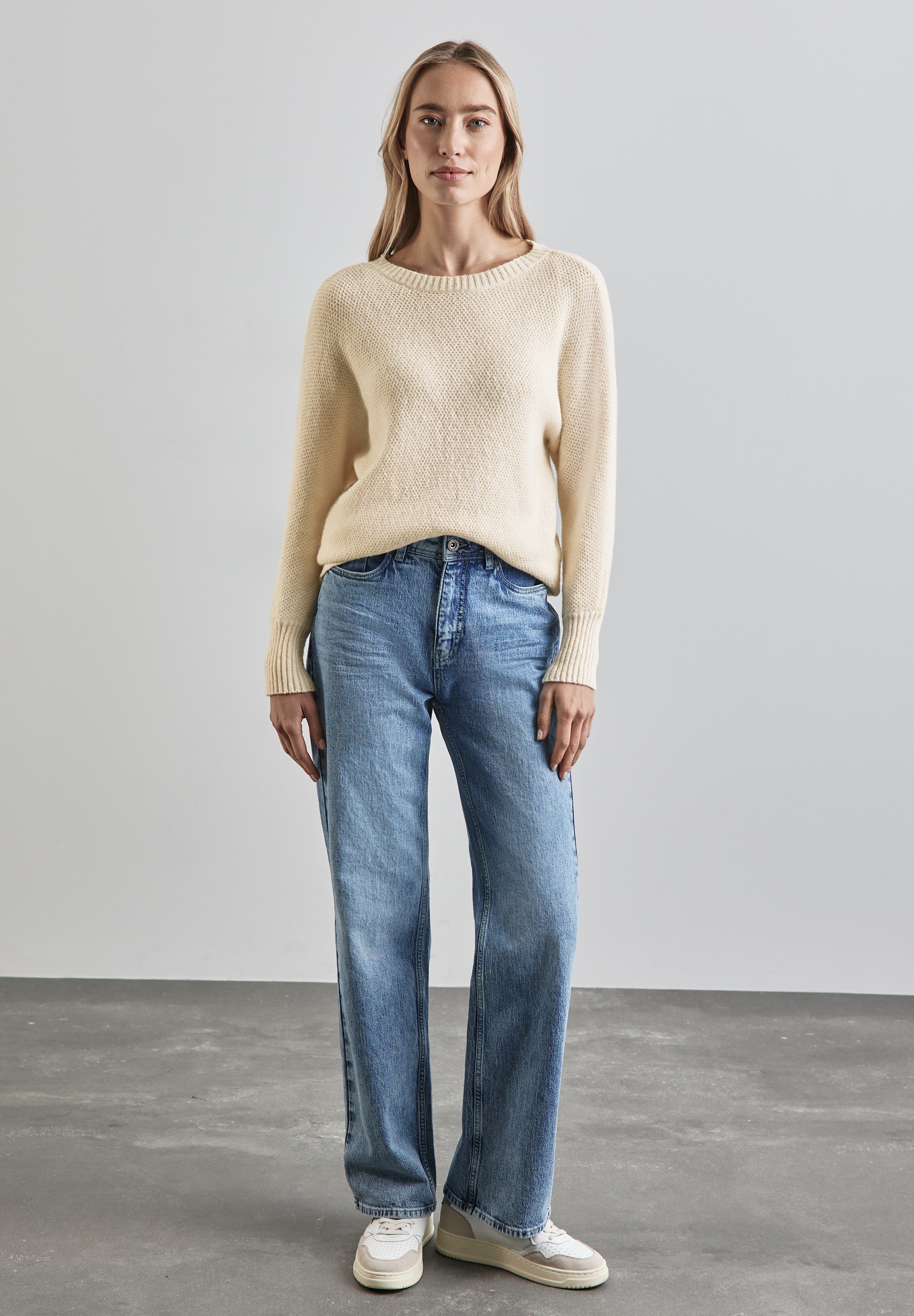 STREET ONE Strickpullover, mit Materialmix