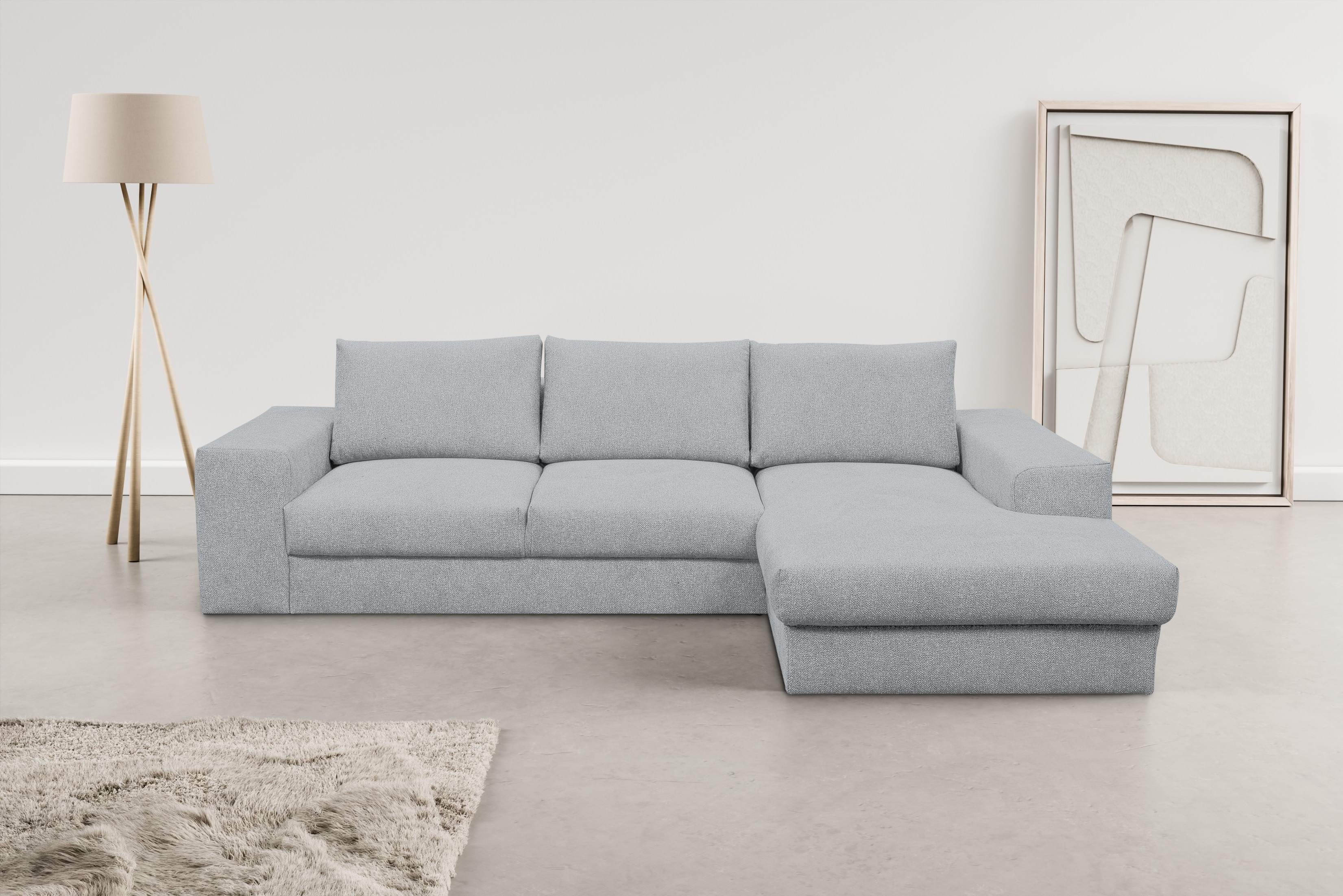 WERK2 Ecksofa "Rozzana 280 x 190 cm modern und bequem" Plüsch, L-Form, XXL