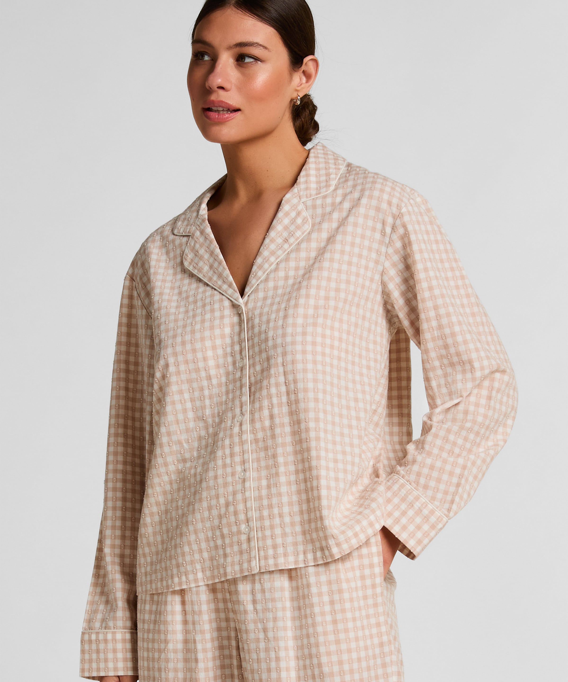 Hunkemöller Pyjama "Dobby Pyjama-Jacke aus Gewebter Baumwolle" günstig online kaufen