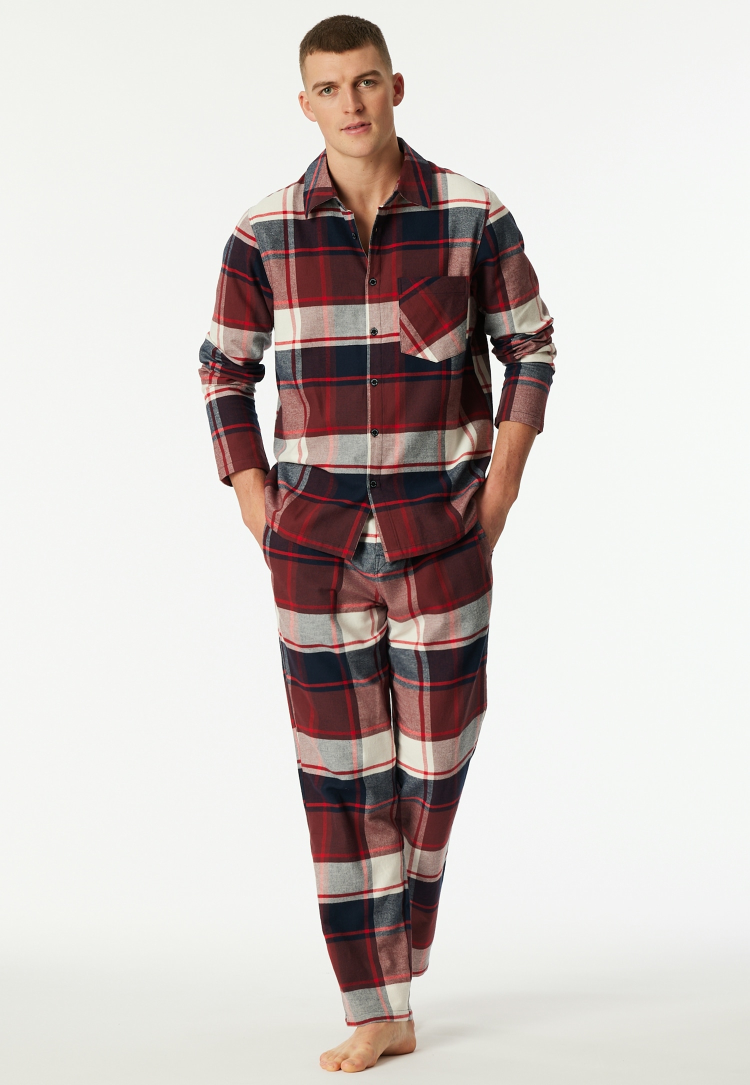 Schiesser Schlafanzug "Selected Premium Warming" 2 Stk. tlg., Brusttasche, günstig online kaufen