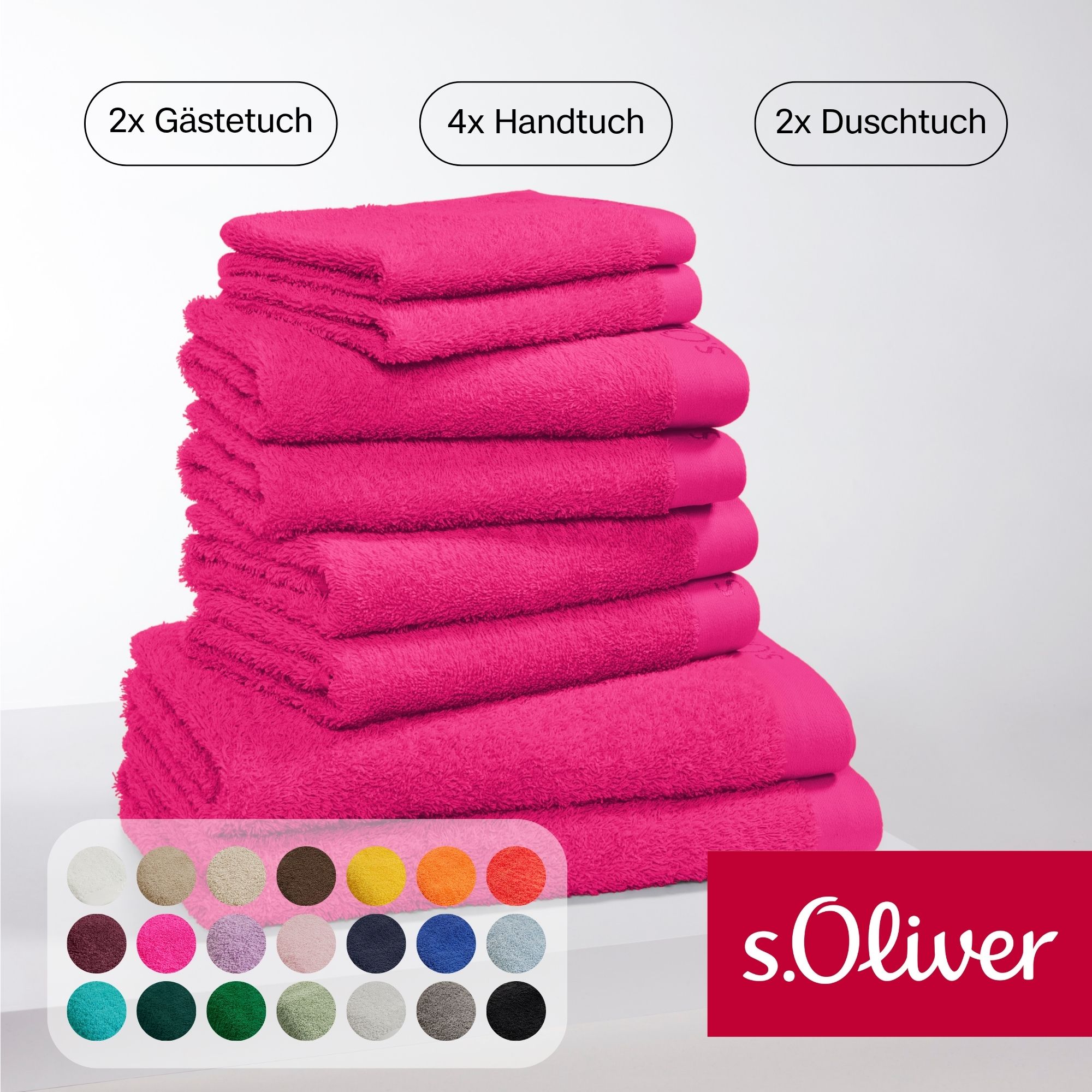 s.Oliver "s.Oliver, Premium Qualität, 600 gr/m²" Set 8 Stk. Walkfrottier 2 Gästetücher 30x50, 4 Handtücher 50x100, 2 Duschtücher 70x140