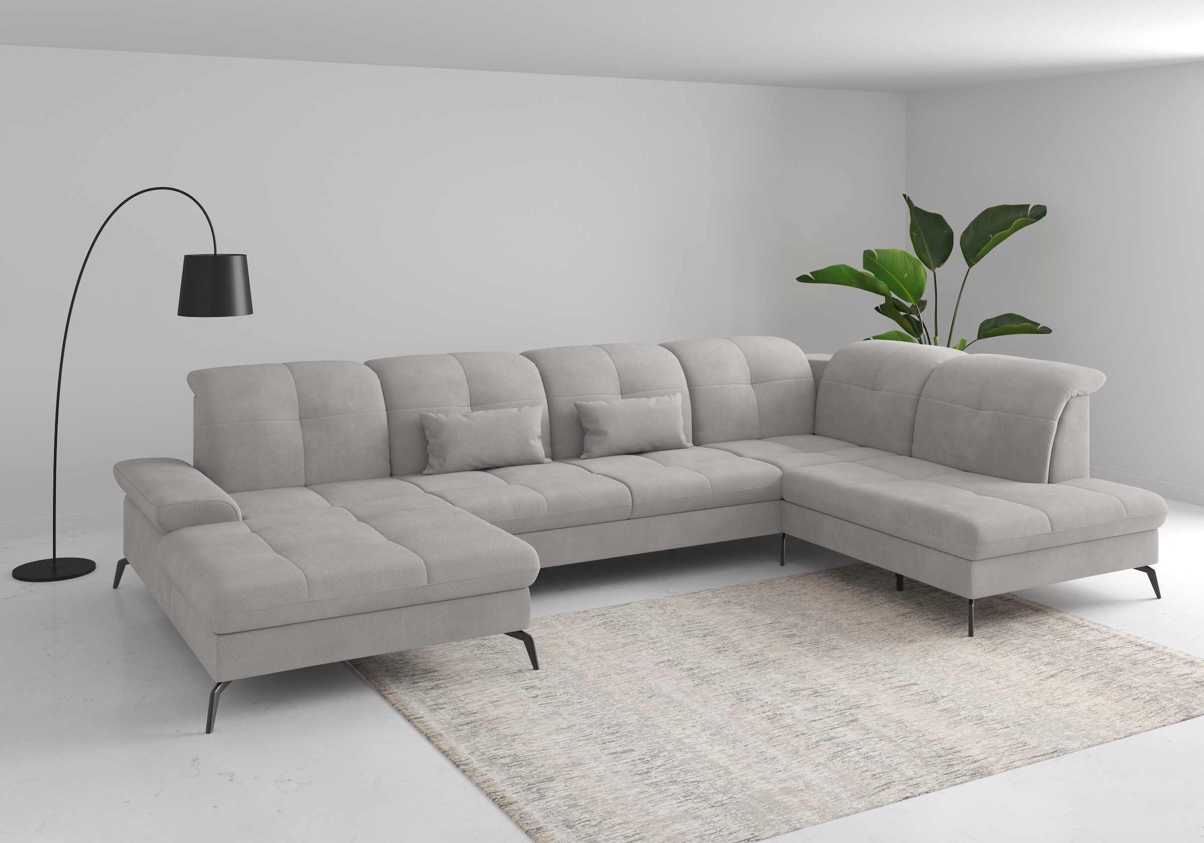 sit&more Wohnlandschaft "Amica, U-Form, inkl. Sitztiefenverstellung und Armteilverstellung" wahlweise mit Kopfteilverstellung, Schlaffunktion und Bettkasten