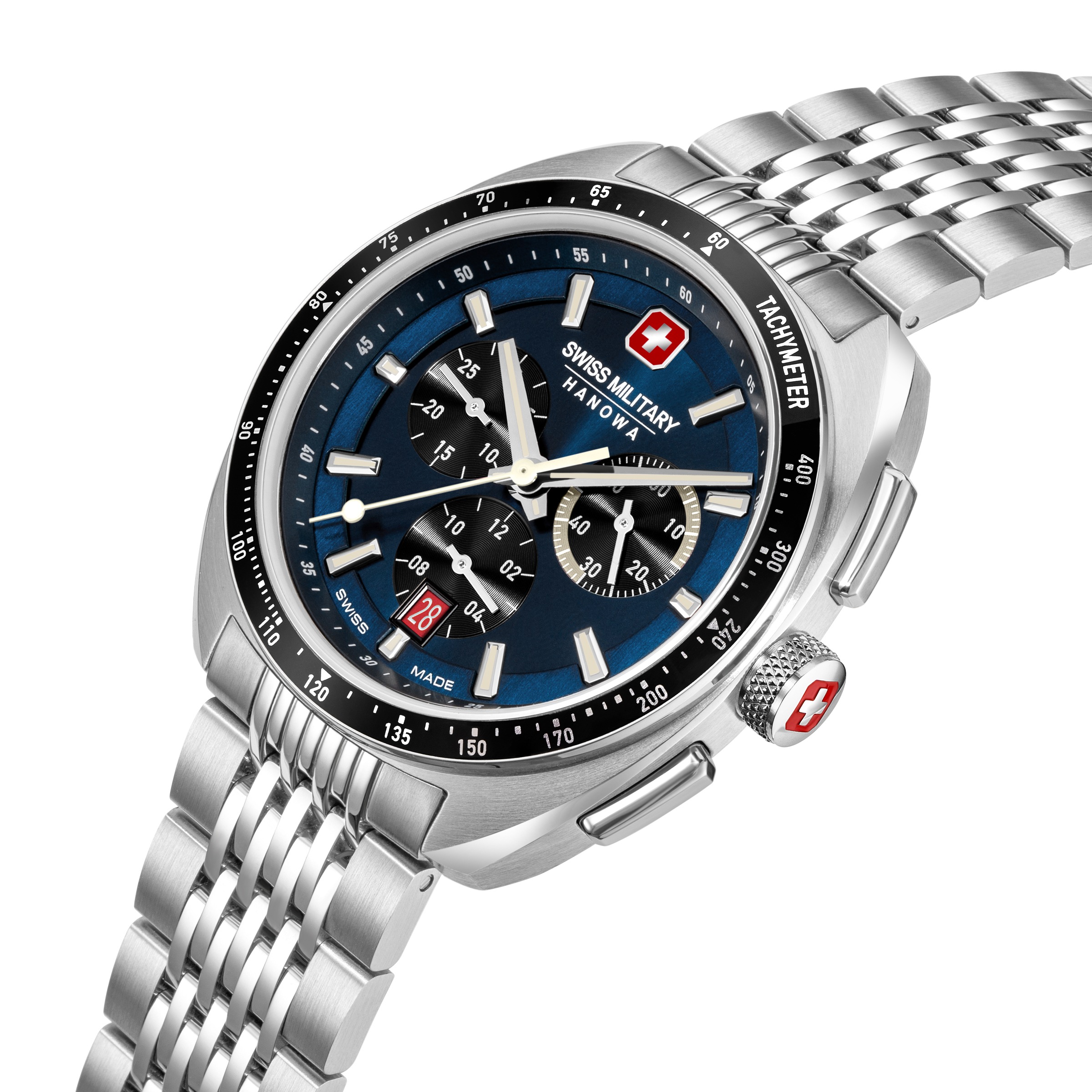 Swiss Military Hanowa Chronograph »Defender« Quarzuhr, Armbanduhr, Herrenuhr, Swiss Made, Edelstahlarmband, analog