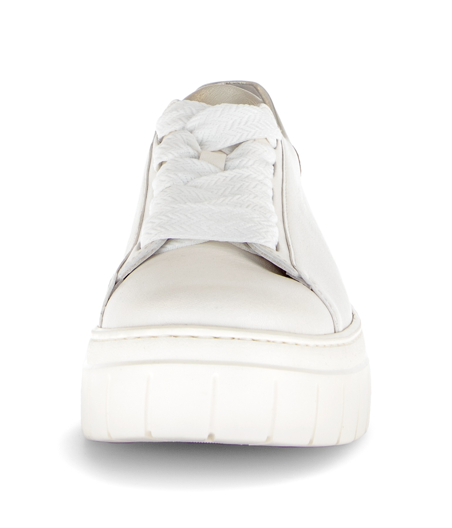Plateausneaker GABOR, Damen, Gr. 40, weiß, silberfarben, Glattleder, Schuhe Plateausneaker, Freizeitschuh, Halbschuh, Schnürer mit Kontrastbesatz an der Ferse 3