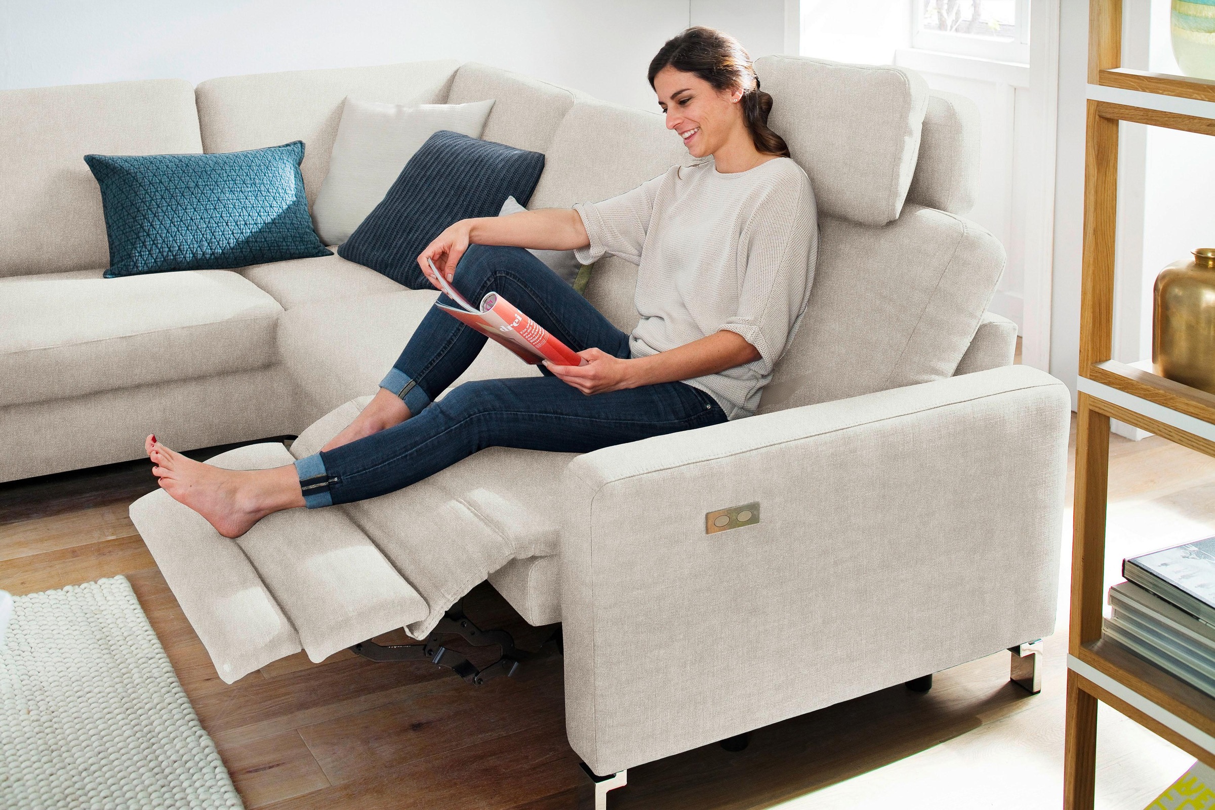 3C Candy Ecksofa »Mainau modern und elegant, mit gutem Sitzkomfort, L-Form«, wahlweise mit elektrischer Relaxfunktion, Federkern
