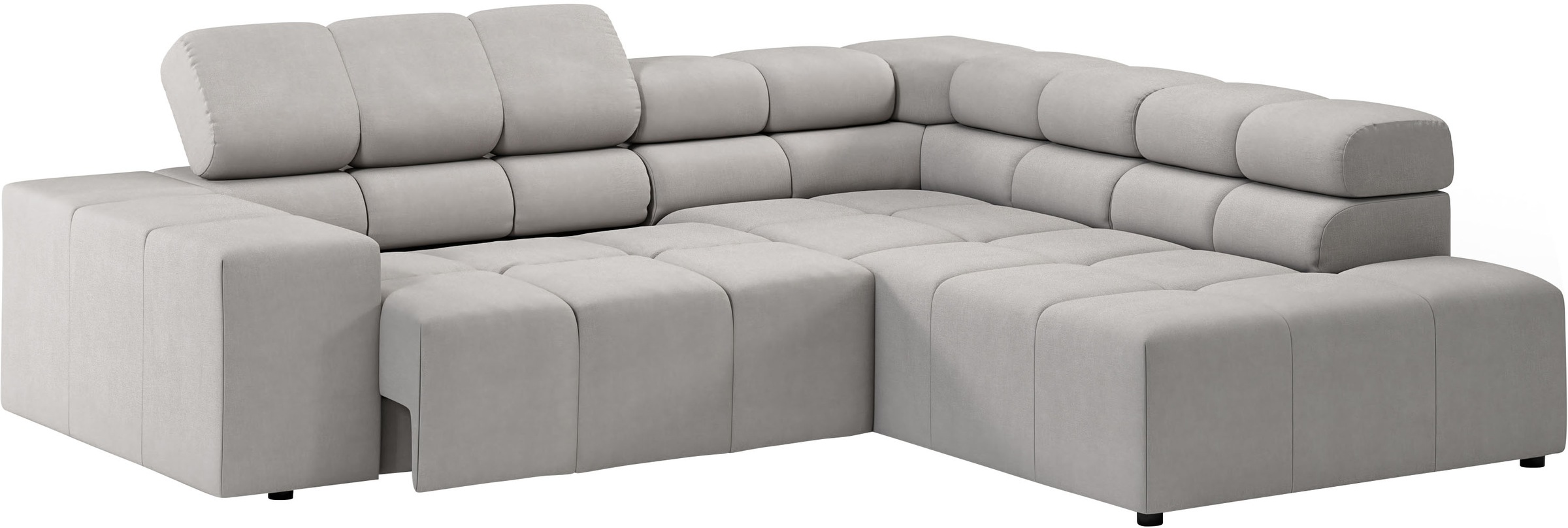 INOSIGN Ecksofa »Ancona, incl. Kopfteilverstellung + 3 Zierkissen, L-Form, bequem«, wahlweise motorische Sitztiefenverstellung, B/T(H: 249/215/70 cm