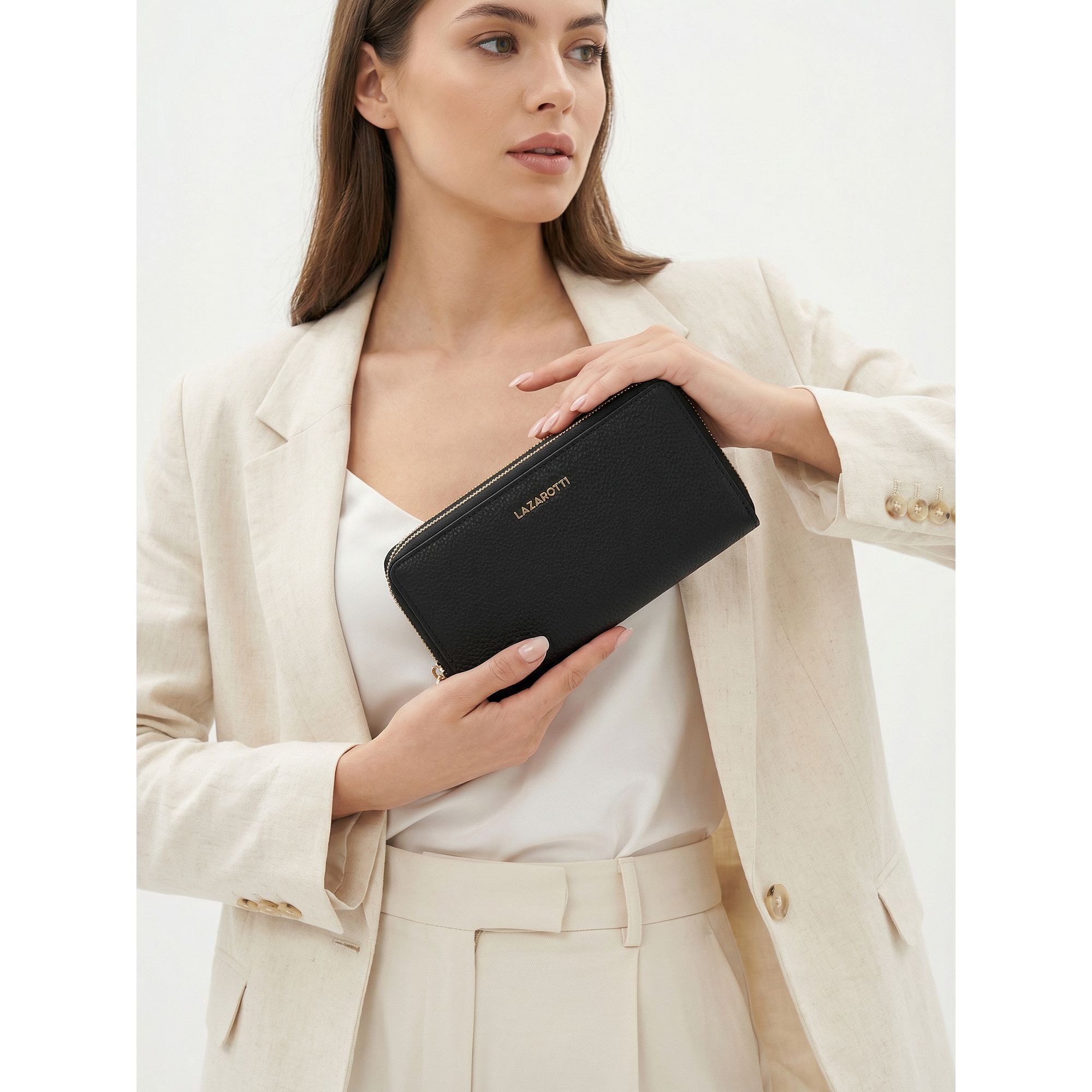 Lazarotti Geldbörse »Bologna Leather XL Double Zip-Around Geldbörse RFID Leder 20 cm«