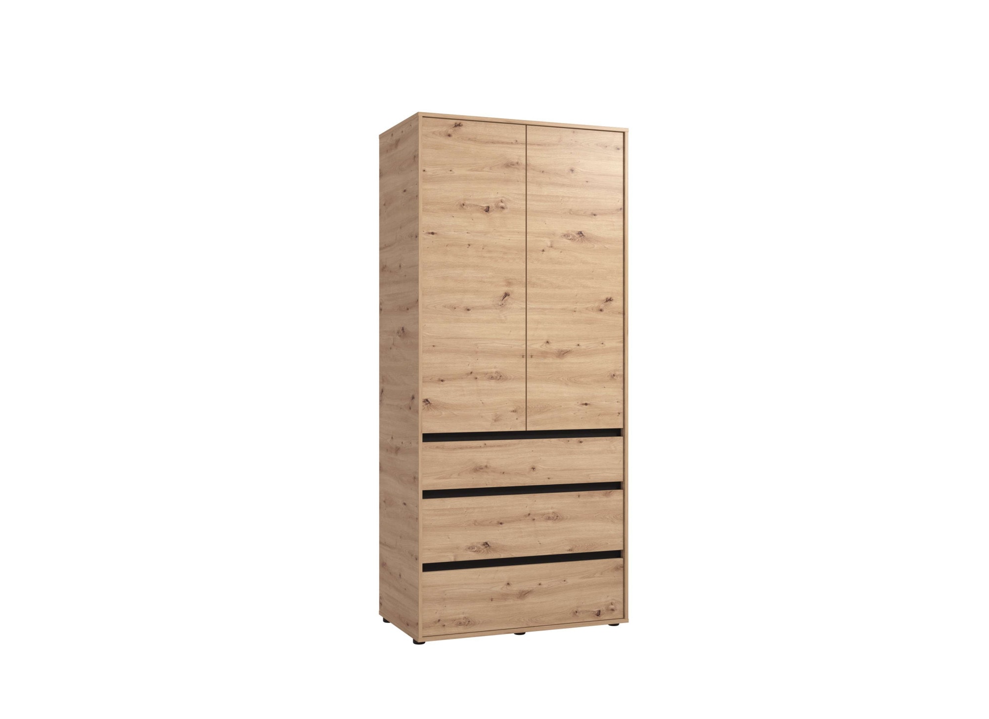 Home affaire Kleiderschrank "Corbet Schlafzimmerschrank, Drehtürenschrank, Wäscheschrank" 93 cm breit, 3x Schubladen, Kleiderstange, ABS schutzkanten