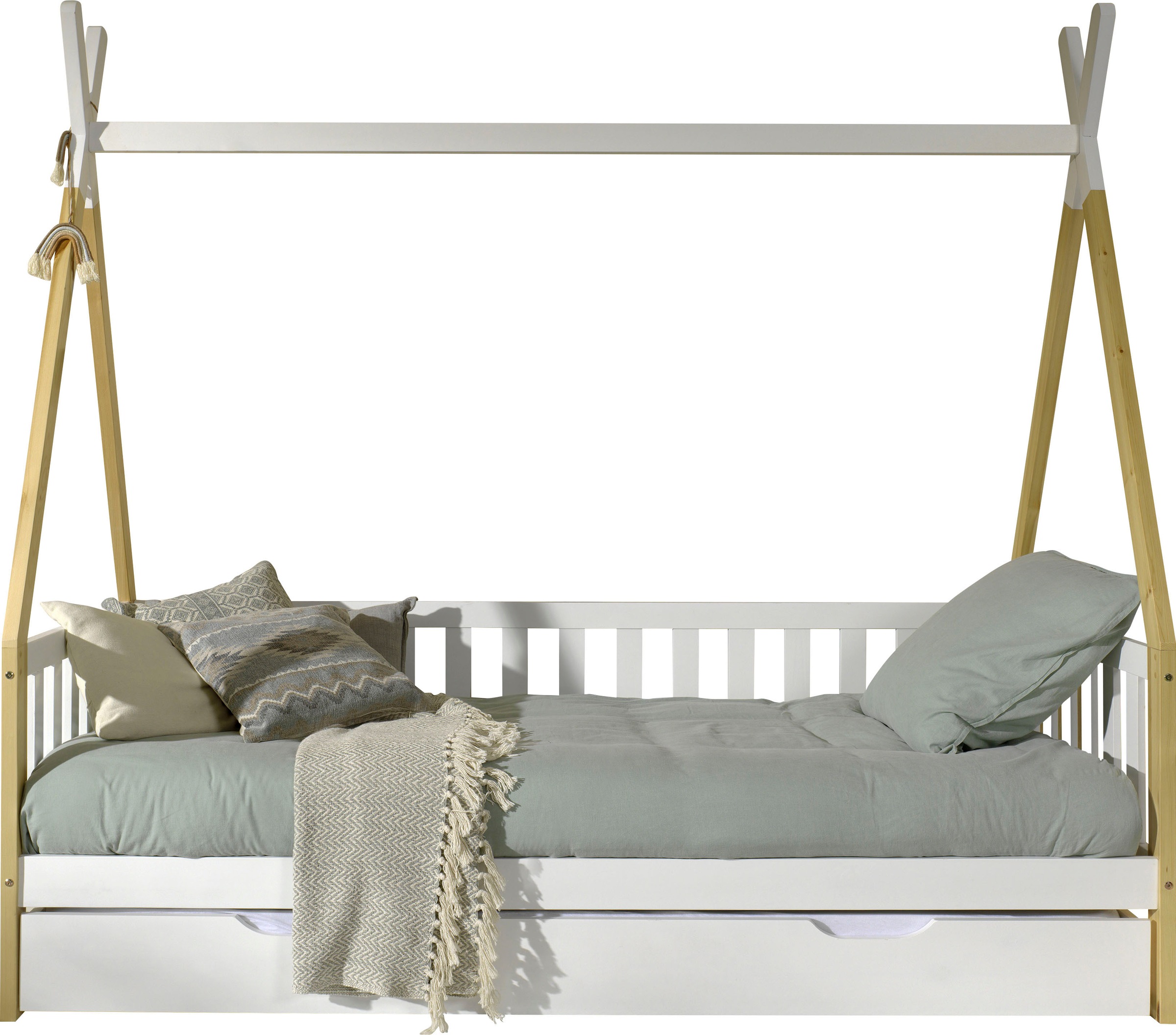 Vipack Kinderbett "Tipi, mit Querstange in Zelt-Optik, Kiefer massiv", (B/H günstig online kaufen