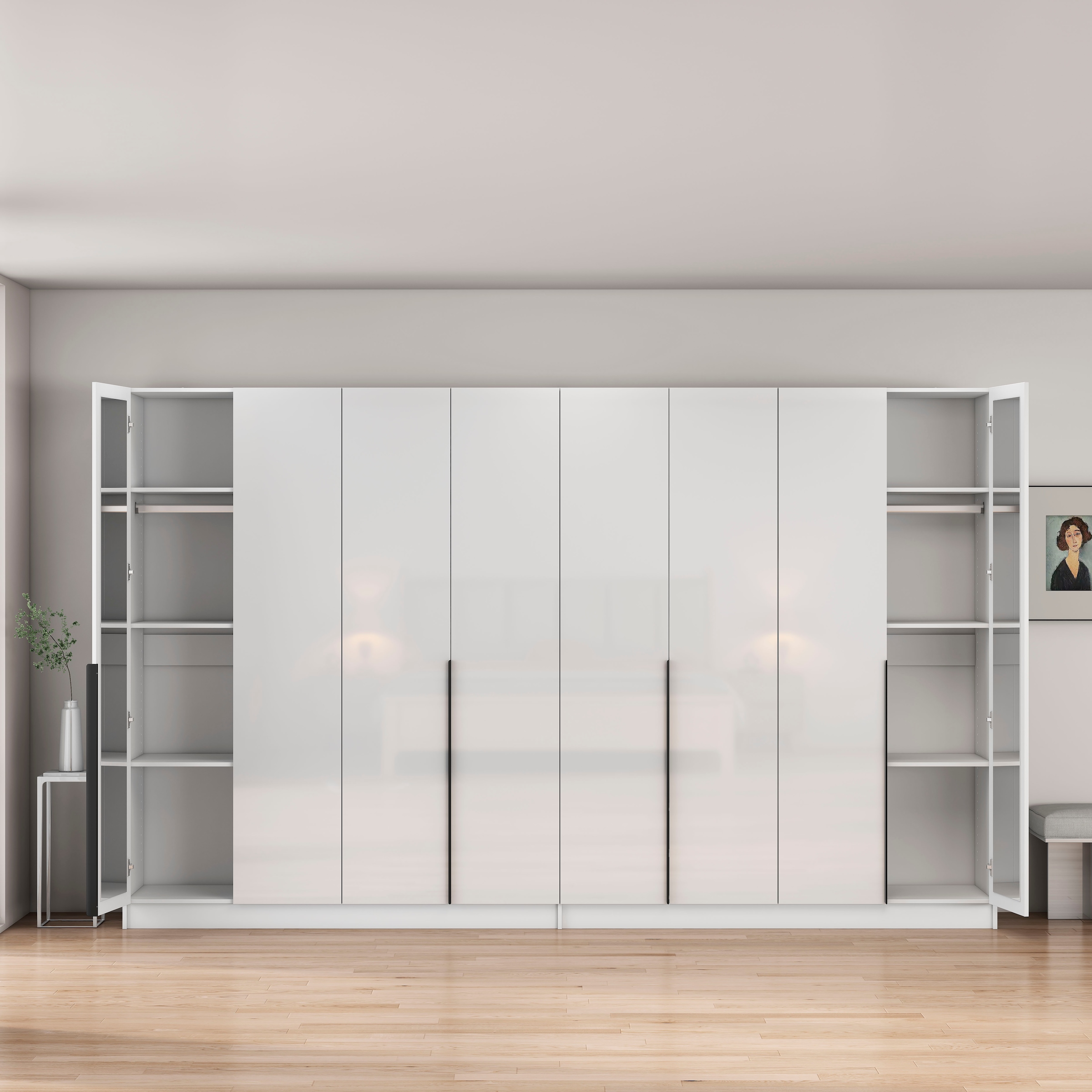 OTTO home Kleiderschrank »Annor Schlafzimmerschrank Breite 323 cm hochglanz Schrank Garderobe« Drehtürenschrank mit perfekter Innenausstattung - elegante Türgriffe