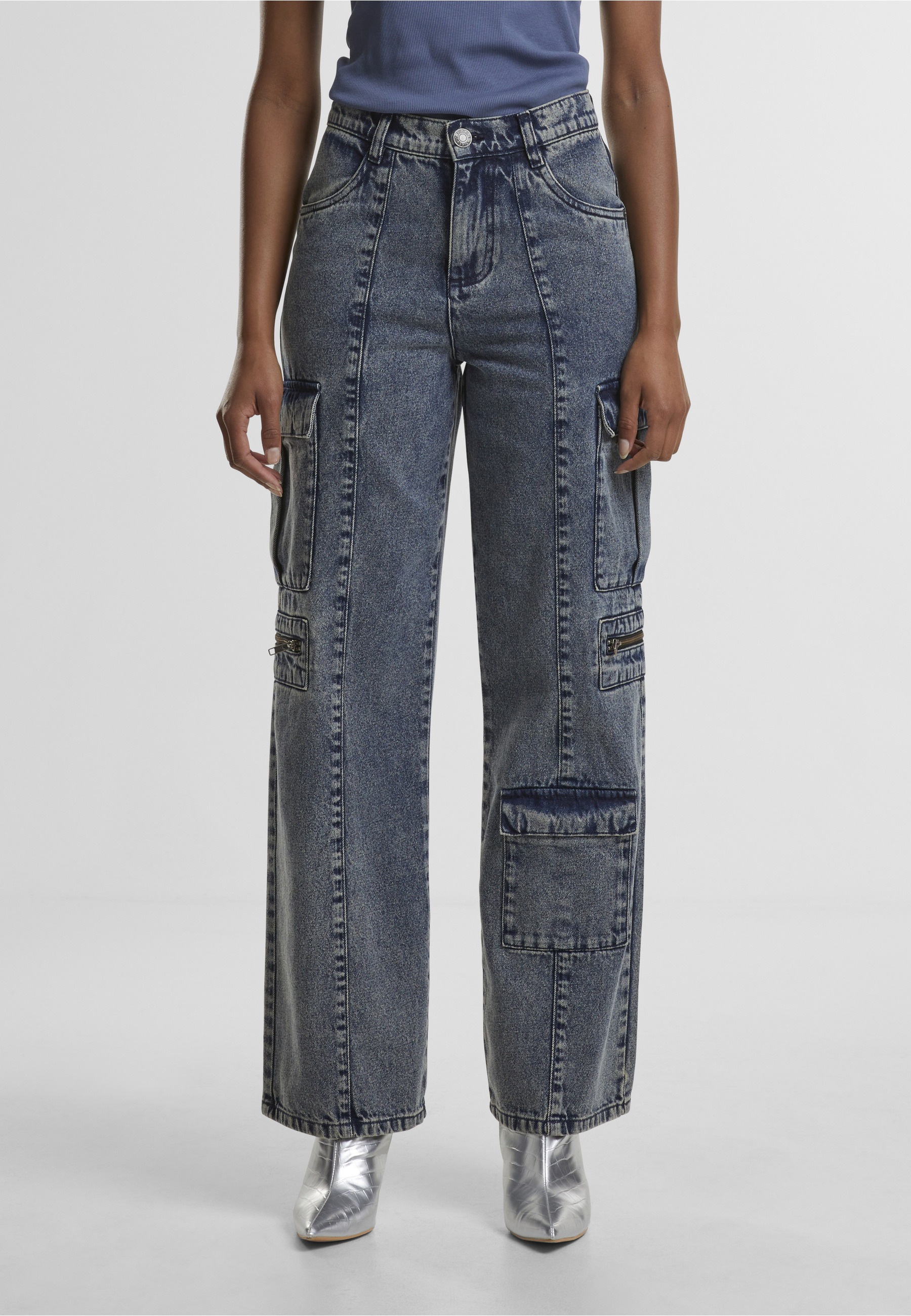 URBAN CLASSICS Cargohose »Urban Classics Ladies Loose Utility Denim Pants«