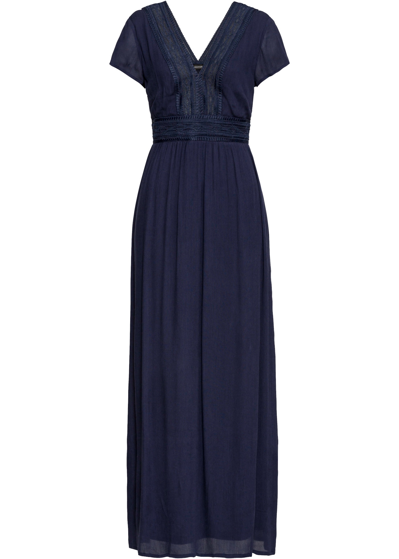bonprix Maxikleid eleganter Stil, mit gehäkelter Spitze, aus Viskose, Loose Fit