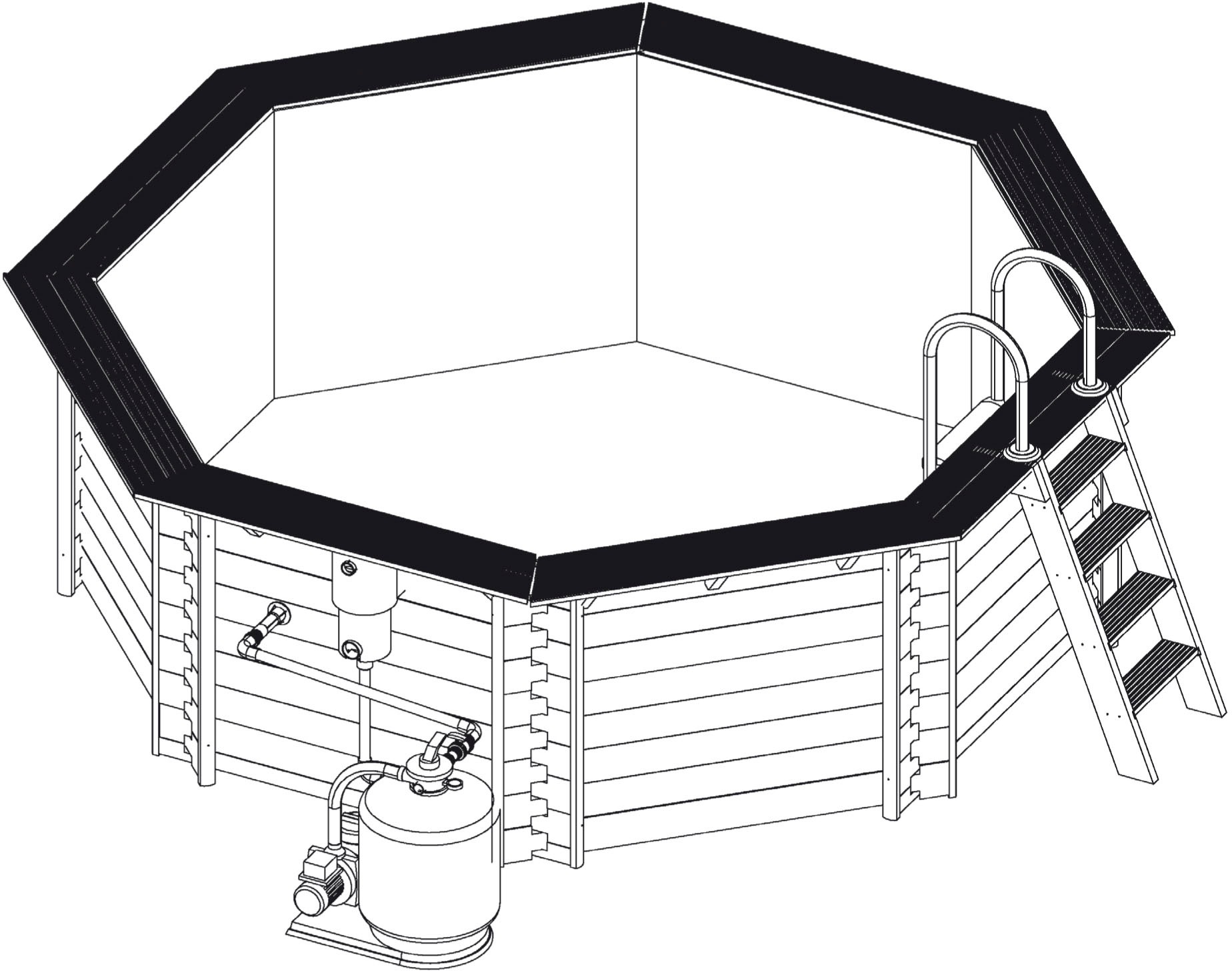 Interline Pool »Java Deluxe«, (Set, 9 tlg.), 440x440x136 cm