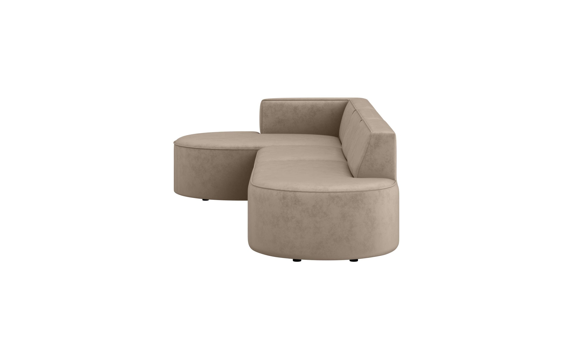 andas Ecksofa »EIVIND Designer Sofa mit Ottomane rechts/links, B/T/H: 343/159/72 cm«, L-Form mit Wellenunterfederung, auch in Feincord und Bouclé