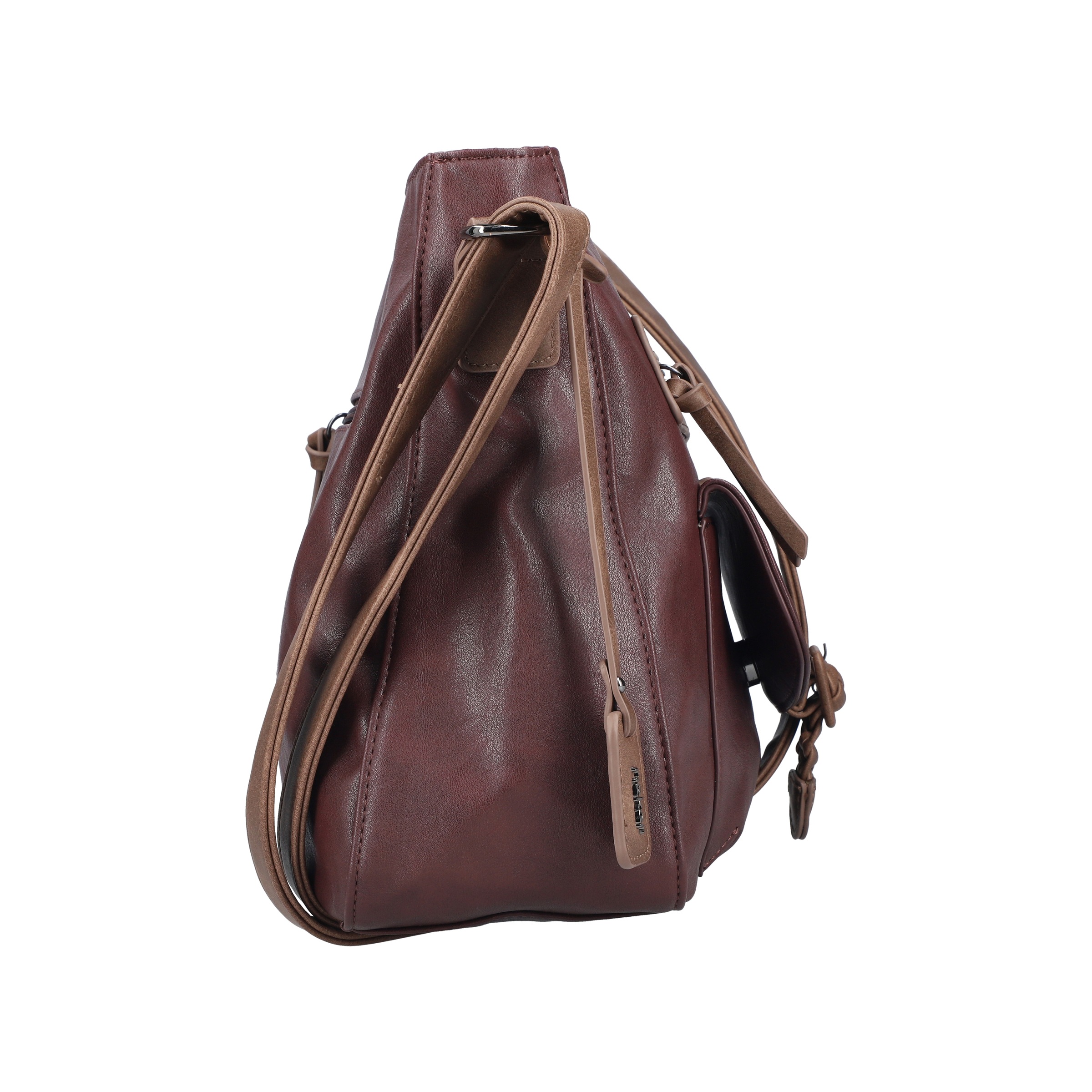 Rieker Umhängetasche Damen Schultertasche, Vortasche mit geflochtenem Riemchenverschluss
