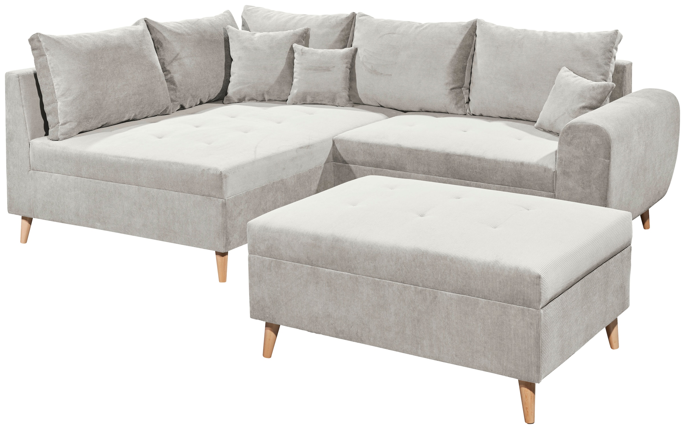 ED EXCITING DESIGN Ecksofa "Calanda L-Form", mit Hocker & 3 Zierkissen günstig online kaufen