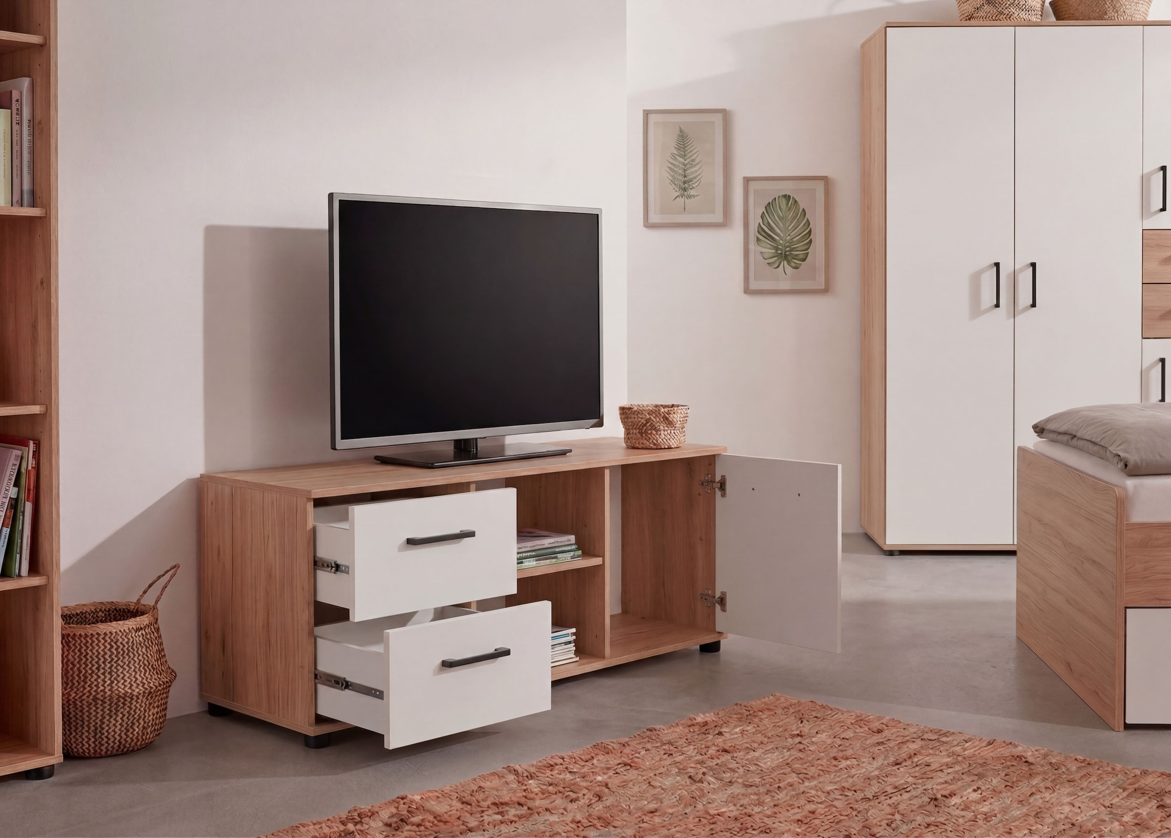 arthur berndt Jugendzimmer-Set »Jugendzimmer-Set »Bente« 5-teilig« 5tlg -Schrank, Bett, Schreibtisch, Sideboard, Standregal, 5 tlg. Stauraumstark, pflegeleicht, zeitlos, Made in Germany