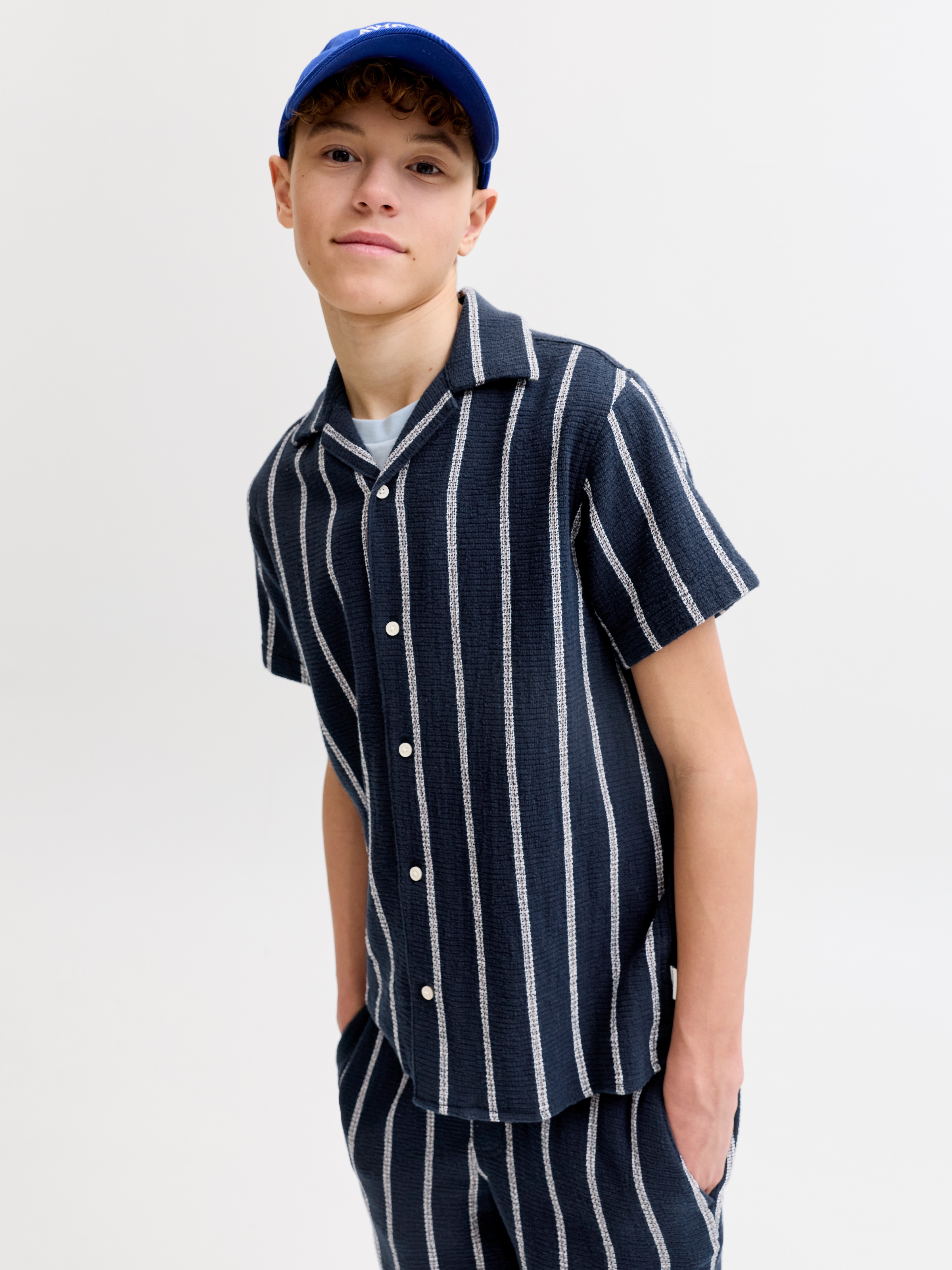 Jack & Jones Junior Kurzarmhemd »JORCOBA STRIPE RESORT SHIRT SS SN JNR« Baumwolle, locker geschnitten