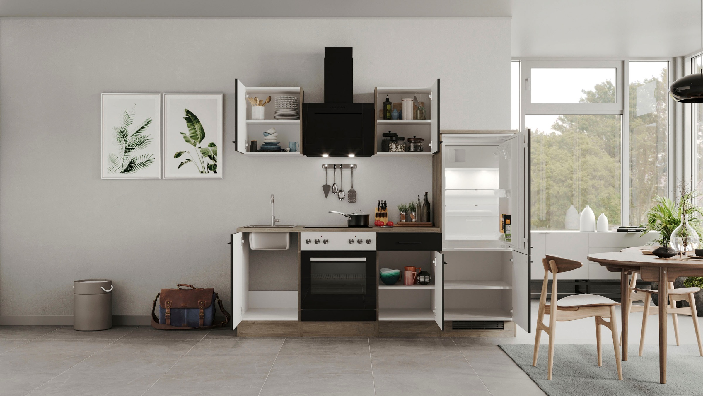 Flex-Well Küche »Capri«, mit und ohne E-Geräten erhältlich, Gesamtbreite 220 cm