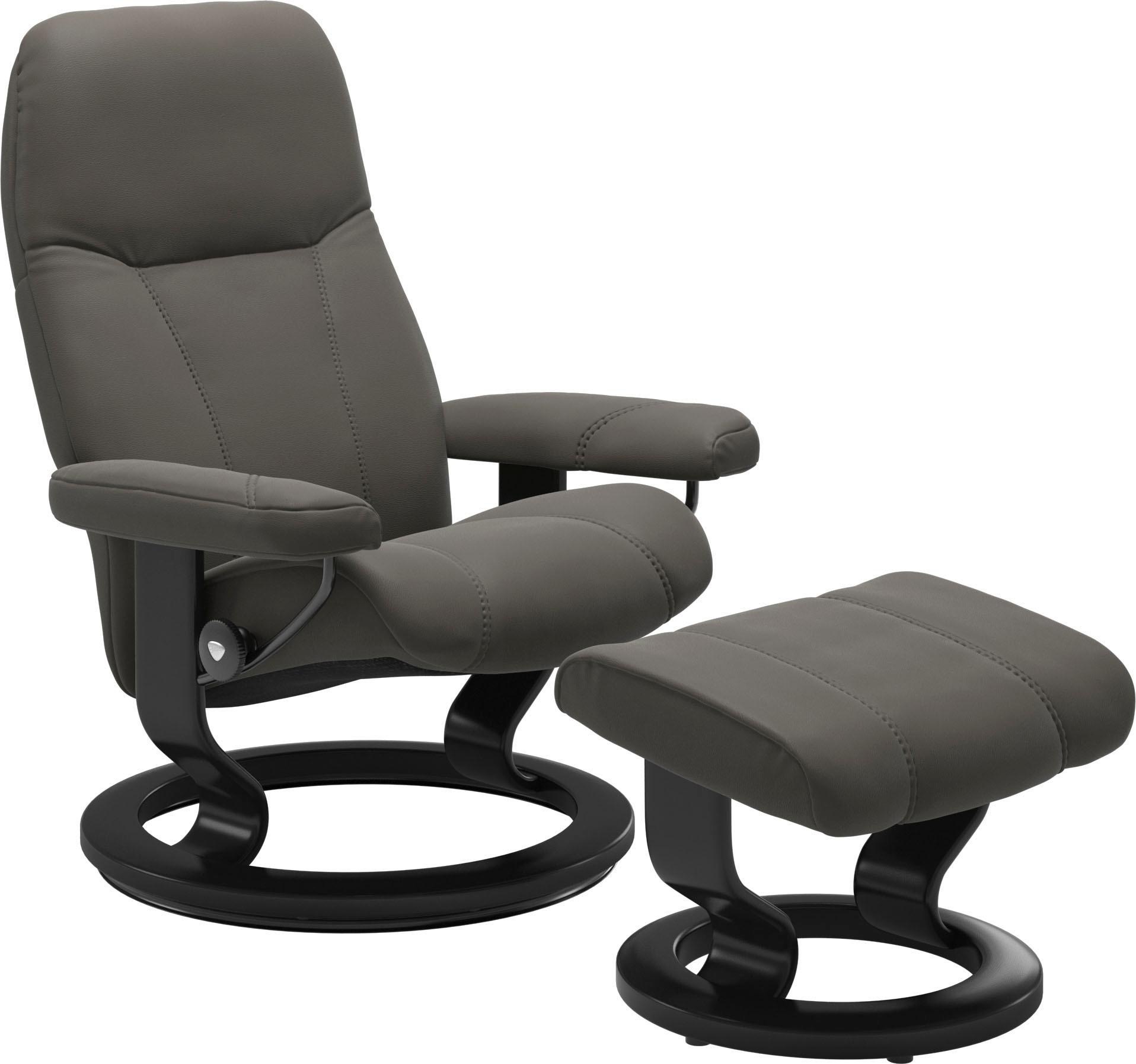 Stressless® Relaxsessel »Consul«, (Set, Relaxsessel mit Hocker), mit Hocker, mit Classic Base, Größe M, Gestell Schwarz