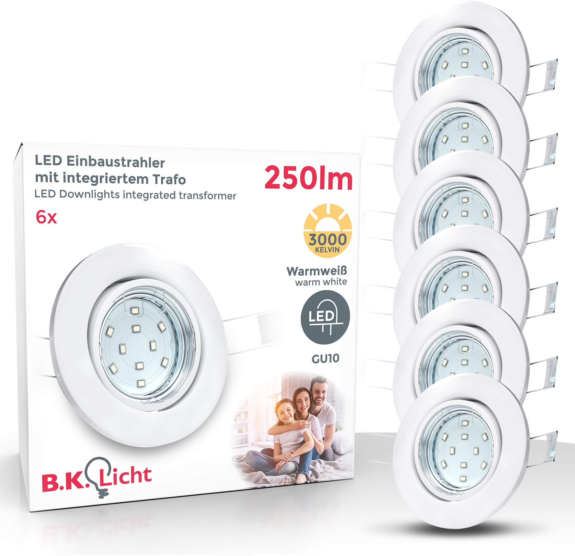 B.K.Licht LED Einbauleuchte »Hila«, 6er SET GU10 schwenkbar Decken-Spot Einbauspot Einbaustrahler | flammig-flammig, weiß 6 BAUR LED