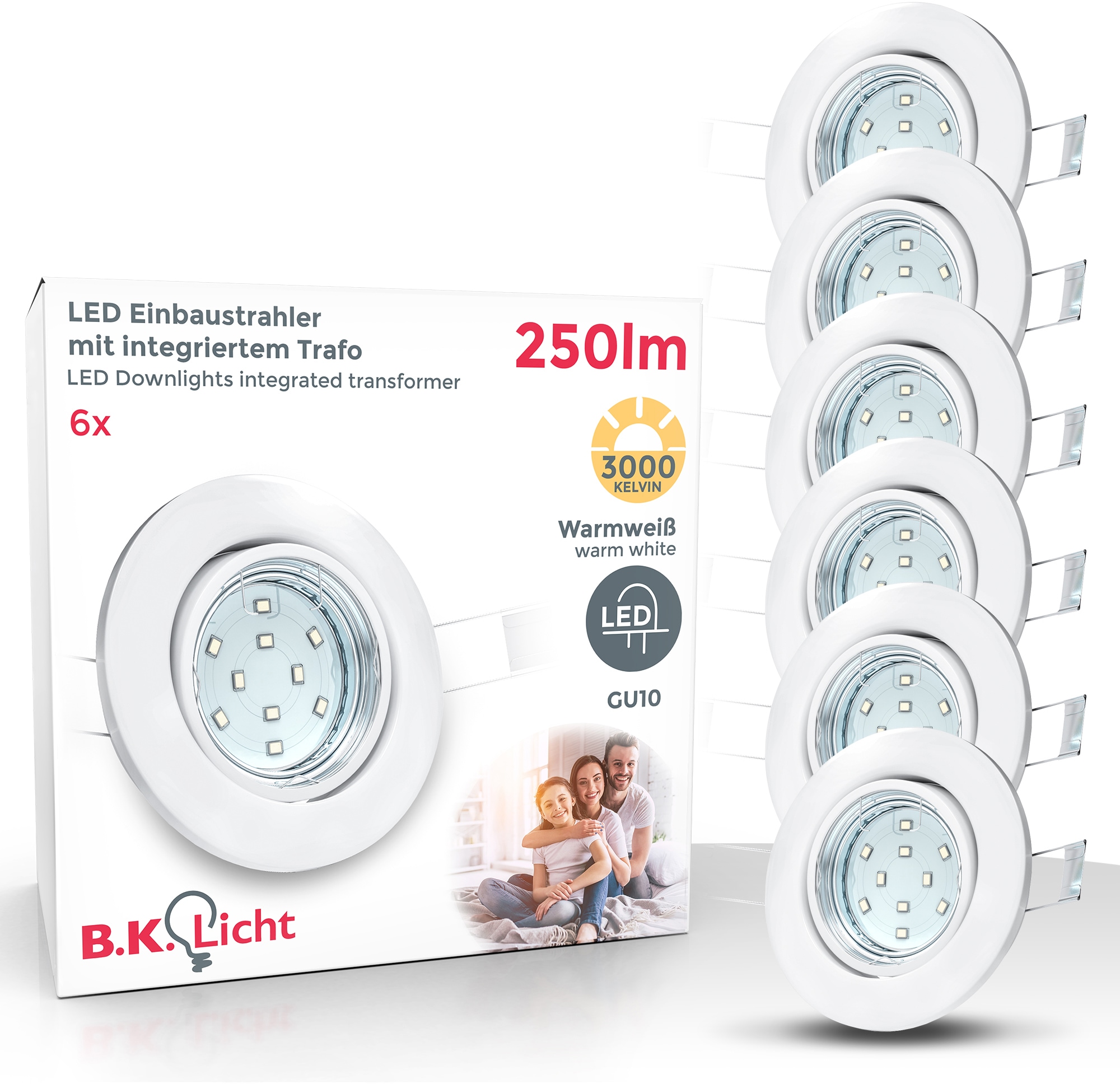 weiß | Einbauspot GU10 flammig-flammig, BAUR Einbauleuchte schwenkbar Decken-Spot LED »Hila«, LED SET B.K.Licht 6 6er Einbaustrahler