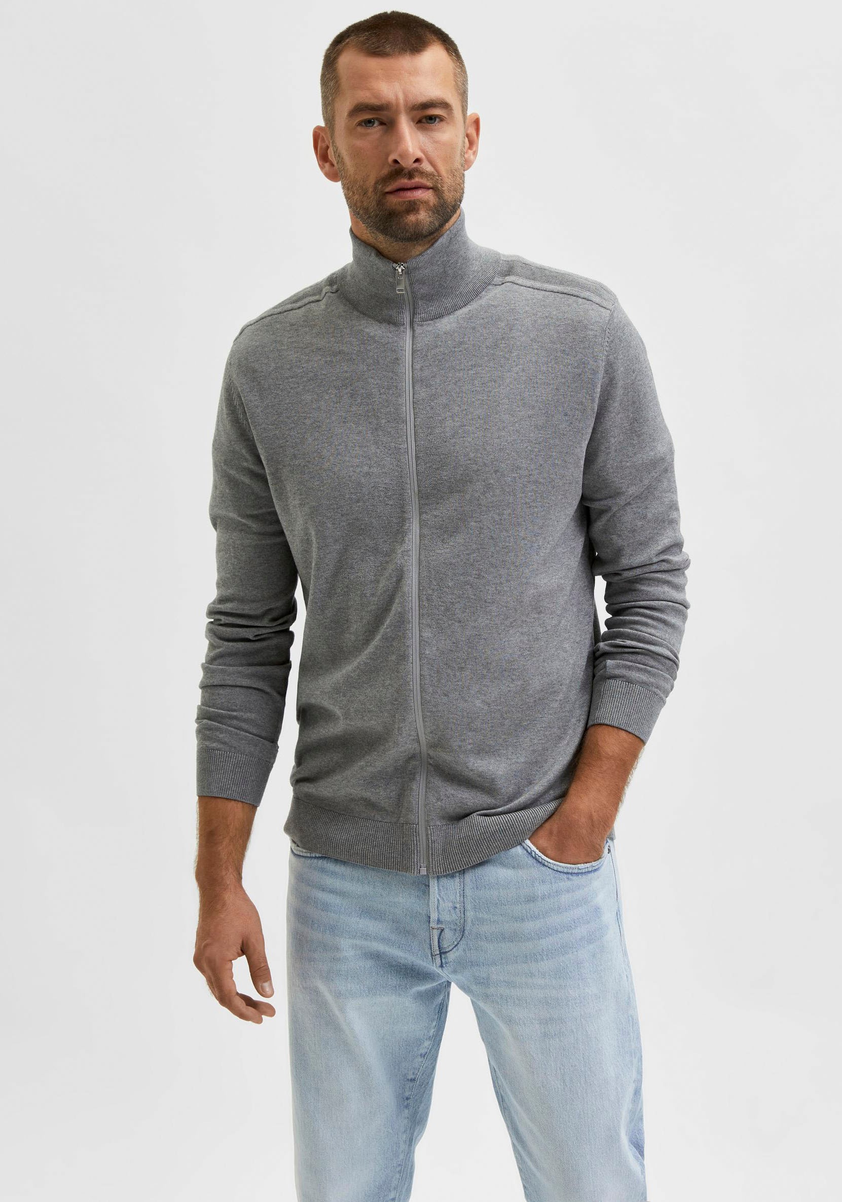 SELECTED Strickjacke "SLHBERG FULL ZIP CARDIGAN NOOS" günstig online kaufen