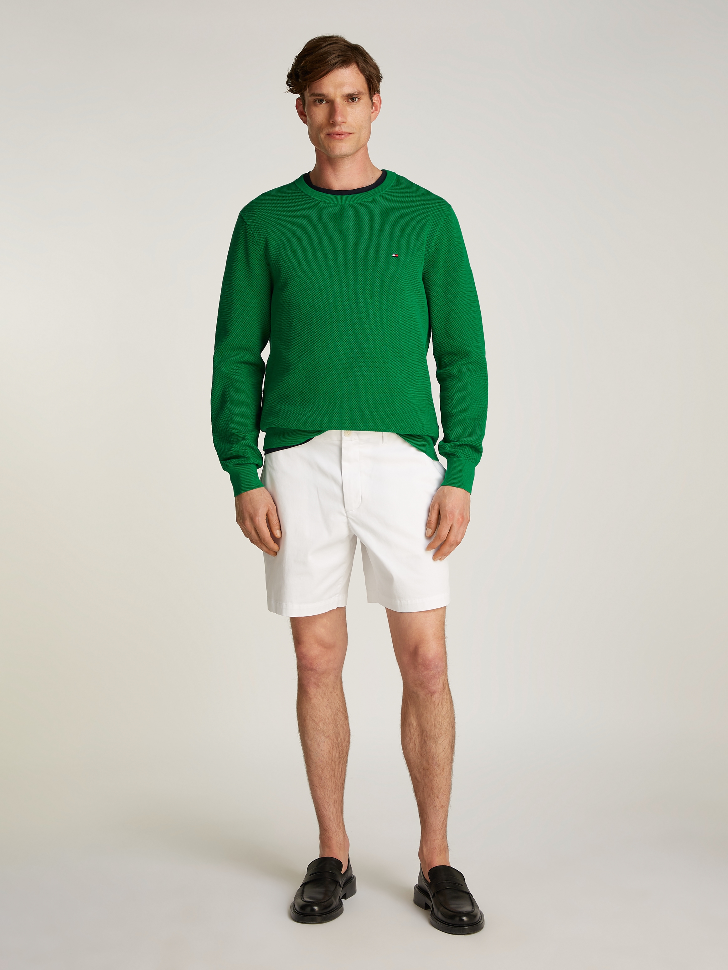 Tommy Hilfiger Rundhalspullover »ESSENTIAL STRUCTURE CREW NECK mit Struktur und Label« unifarben, casual, regular fit, Baumwolle, Rundhals