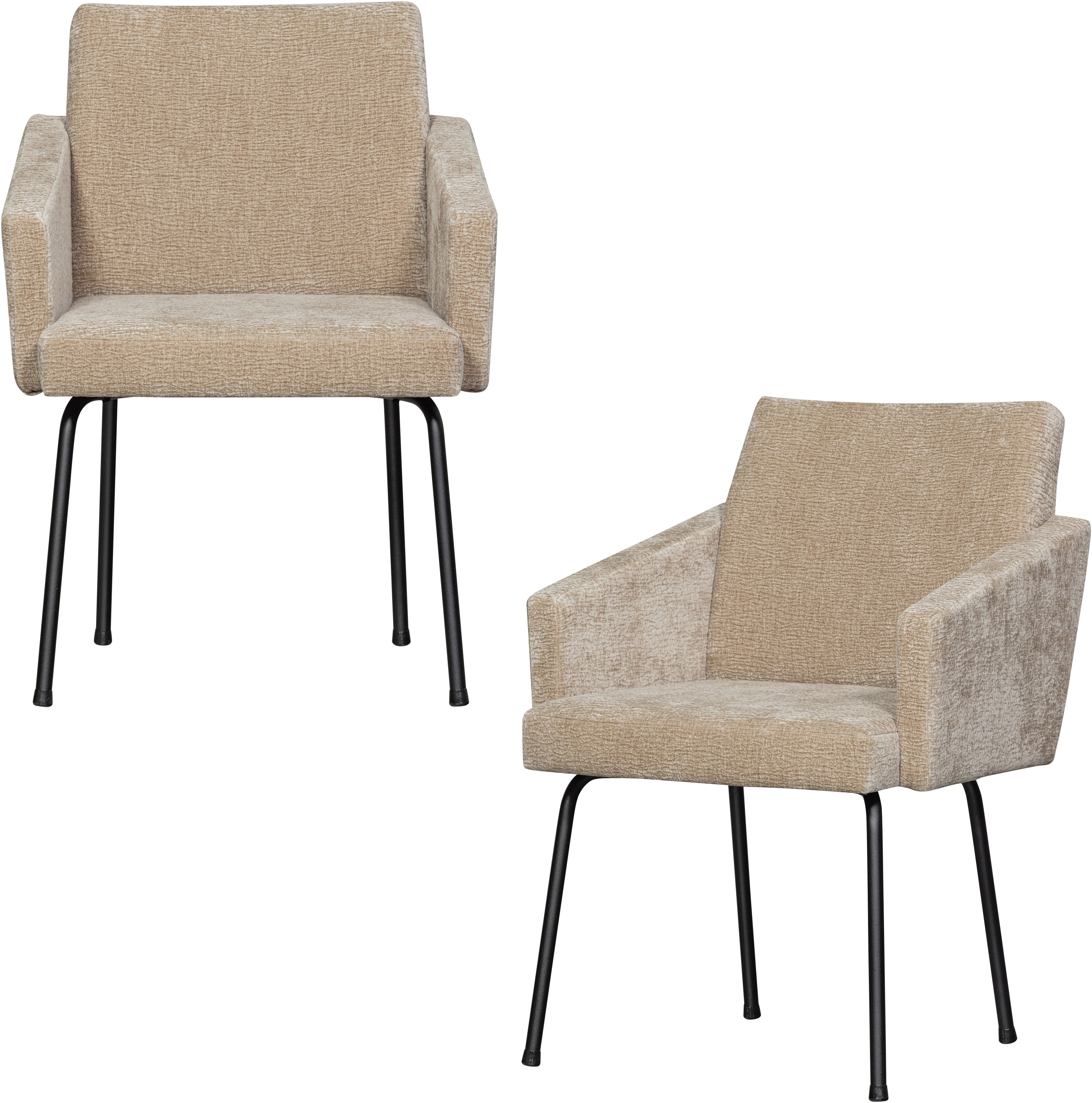 WOOOD Esszimmerstuhl "Mount mit Textur Chenille bezug en Metallgestell B 61 x T 65 x H 82 cm" (Set) 2 Stk.Maximale Verschleißfestigkeit, mit mattem Glanz, Tragkraft 100 kg