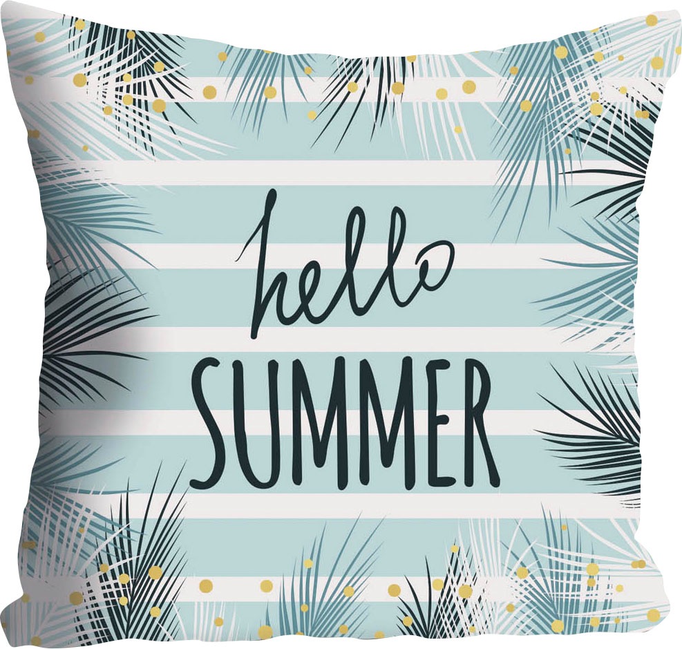 queence Dekokissen »Hello Summer«, Kissenhülle,Hello Summer,Spruch,Sommer,Sonne,Strand,Frisch,Urlaub
