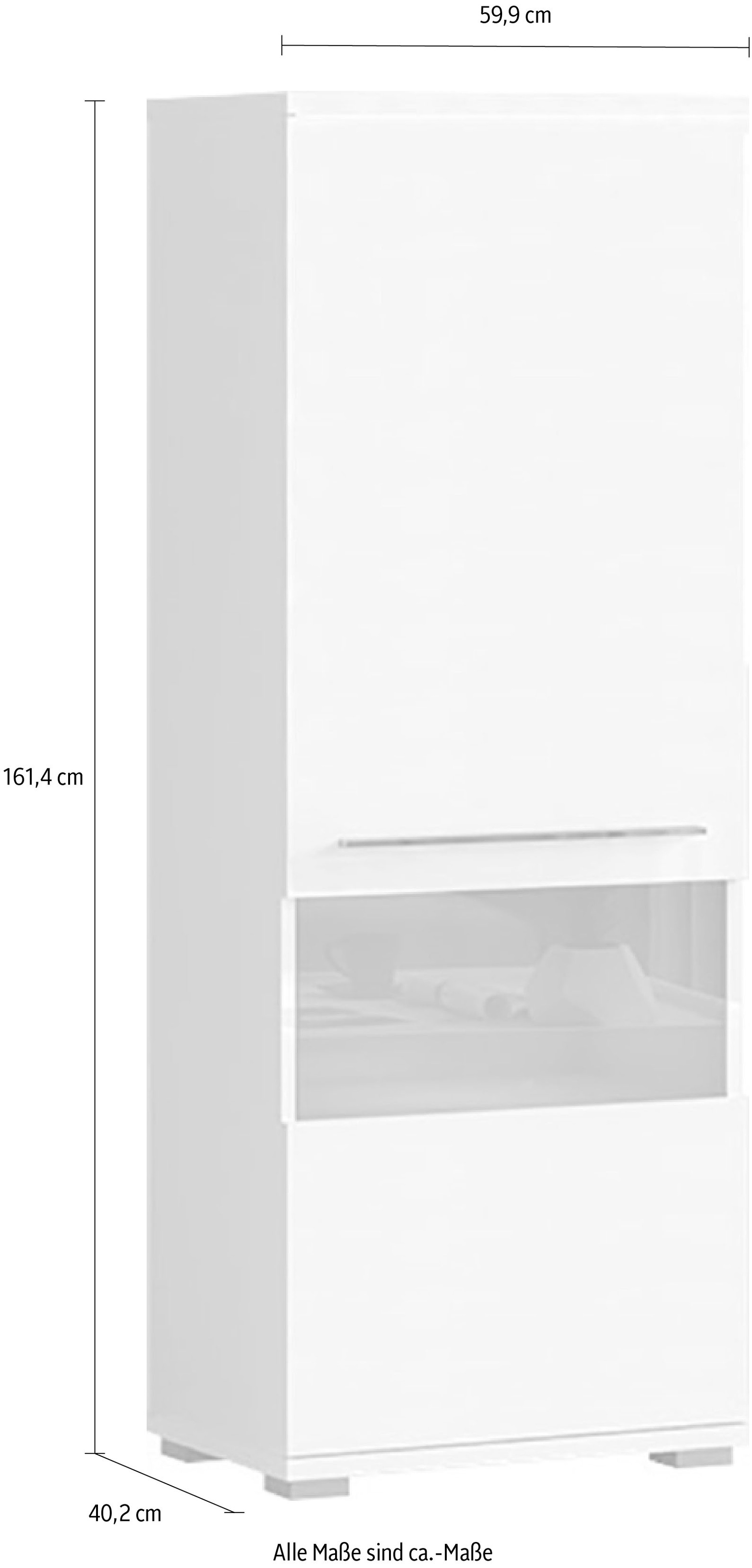 Places of Style Vitrine »Piano«, (H/B/T): 161,4/60/40,2cm), UV lackiert, Soft-Close Funktion