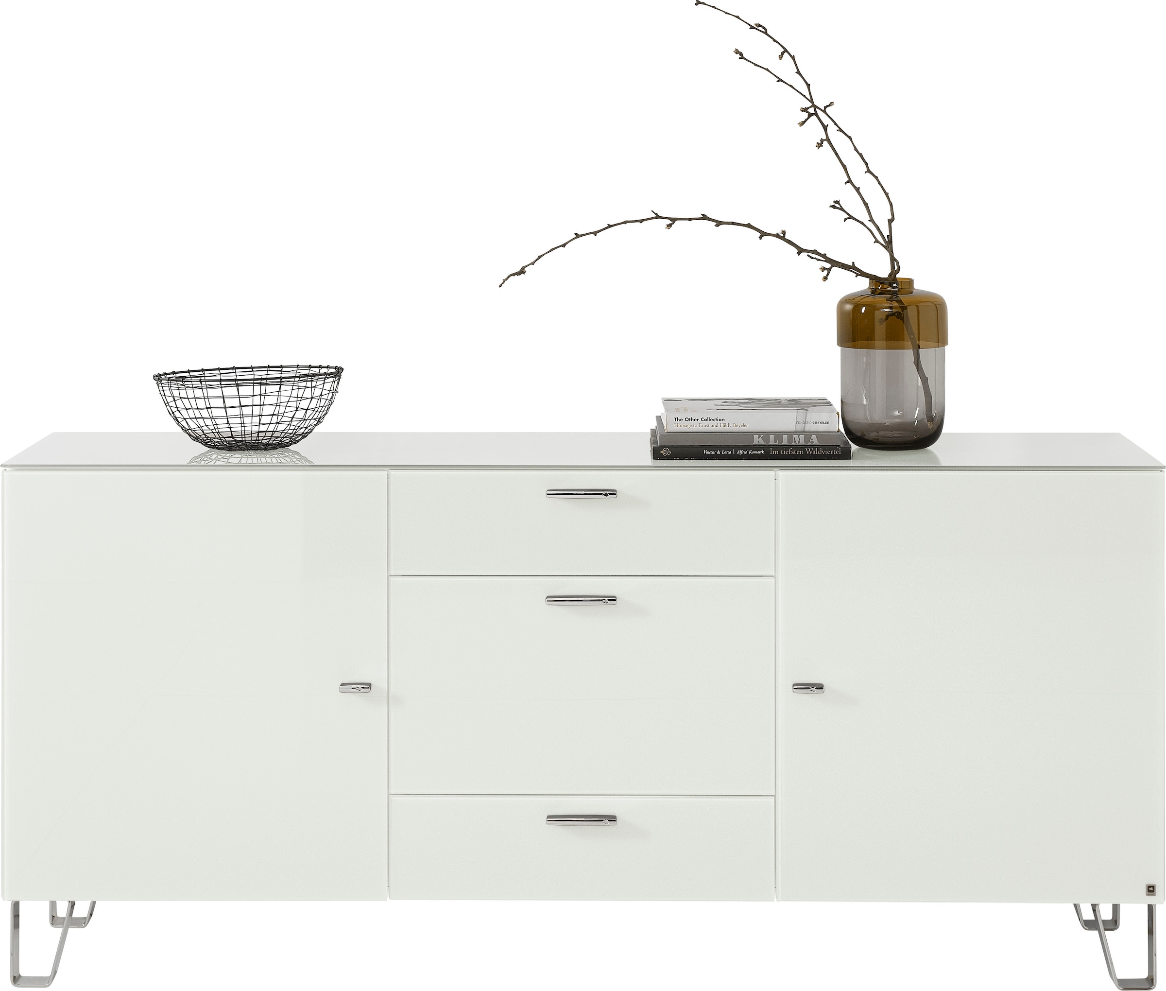 LEONARDO Sideboard »Cube«, mit Sicherheitsglas und edlem MDF Holz, Breite 189 cm