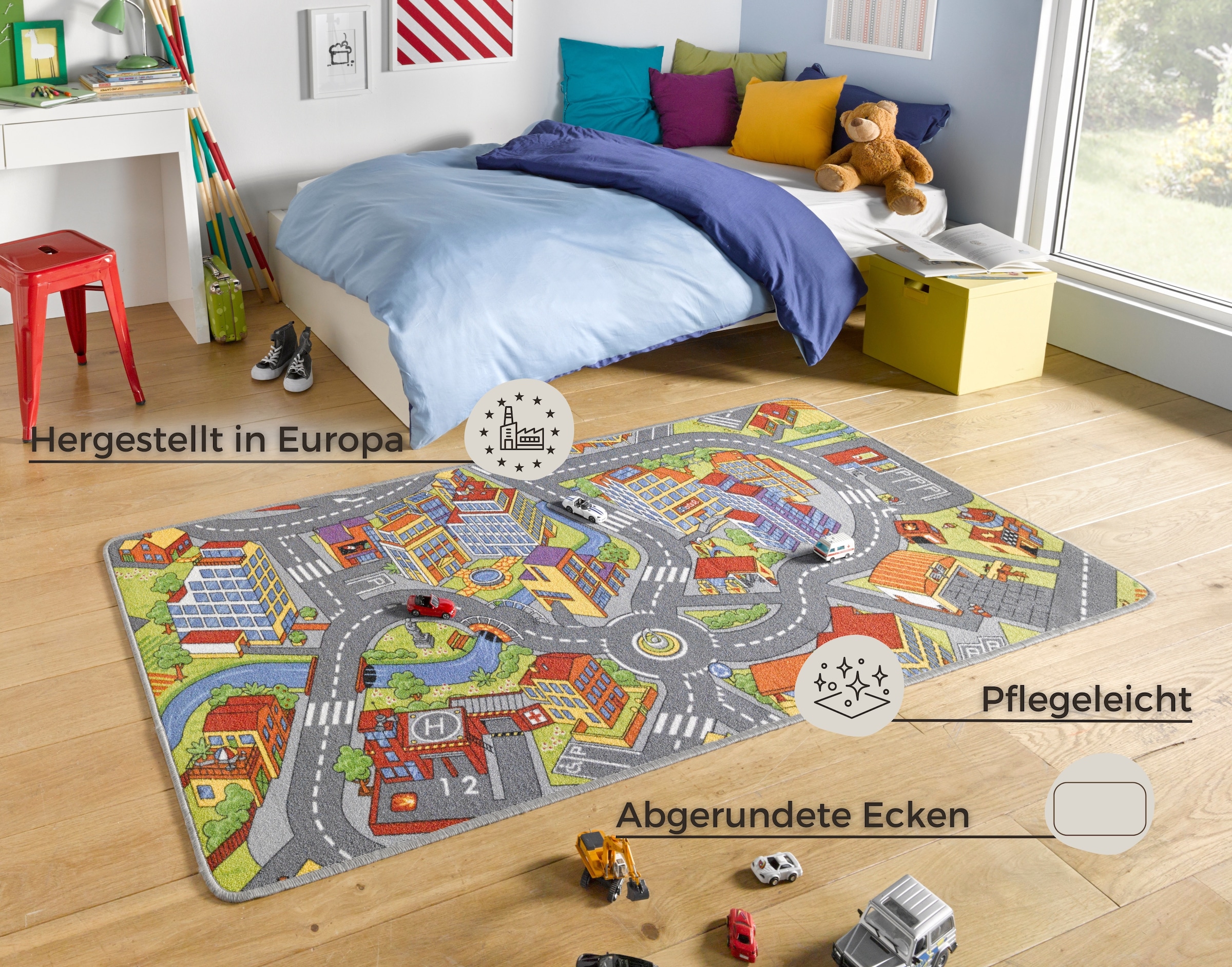 HANSE Home Kinderteppich »Smart City«, rechteckig, Kurzflor, Kinderteppich, Rutschfest, Spielteppich, Kinderzimmer