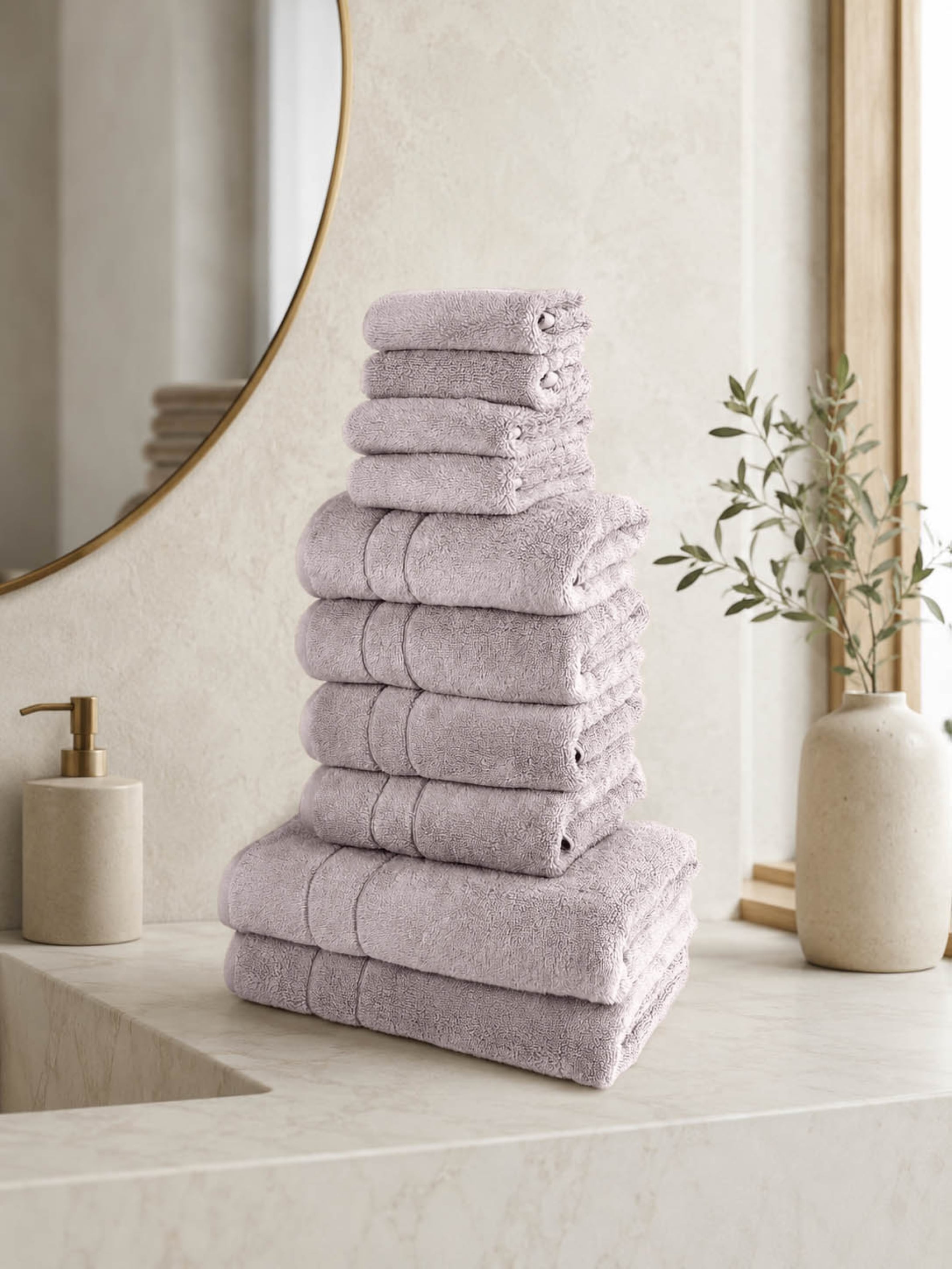 OTTO home "Inga, 3 Qualitäten, Duschtücher, Handtücher, Gästetücher, Seiftücher" 10 Walkfrottier Handtücher mit feiner Bordüre, 100% Baumwolle