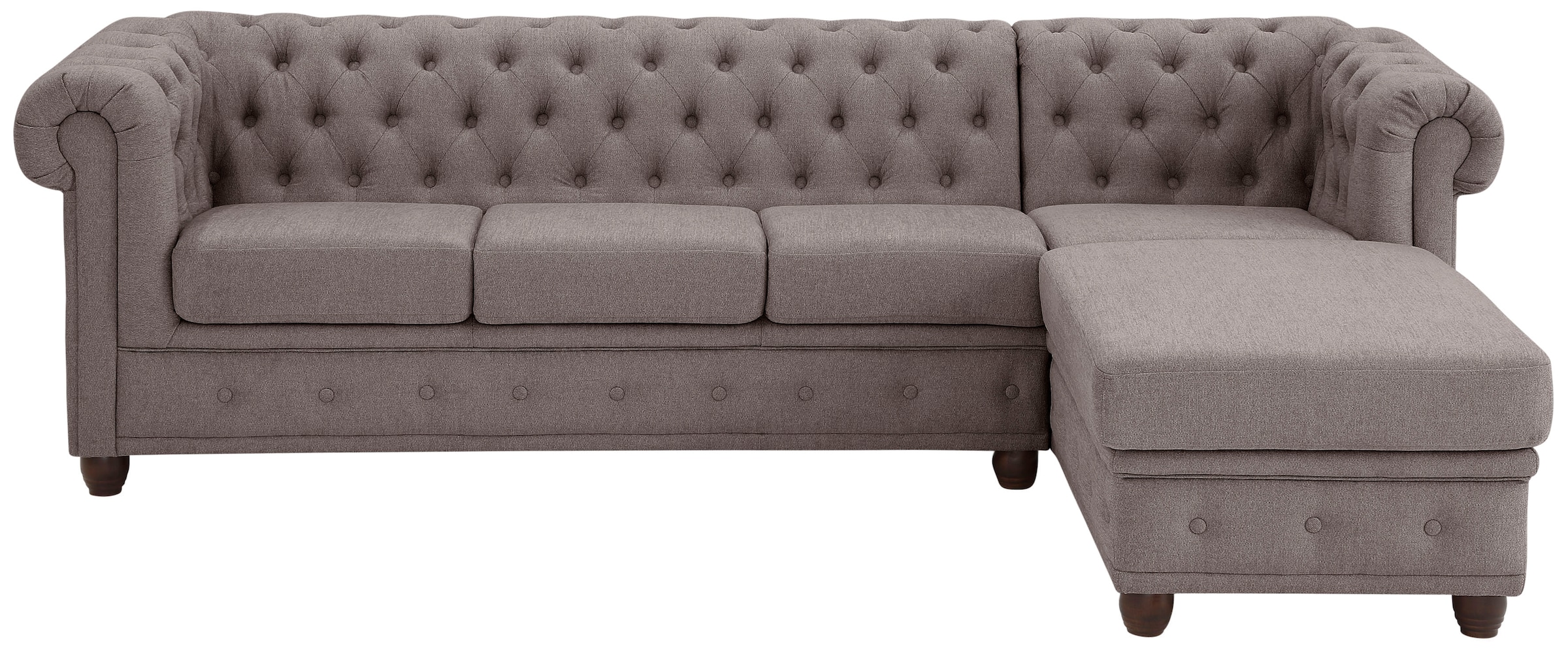 Home affaire Chesterfield-Sofa "New Castle L-Form", hochwertige Knopfheftung in Chesterfield-Design, B/T/H: 255(171/72)