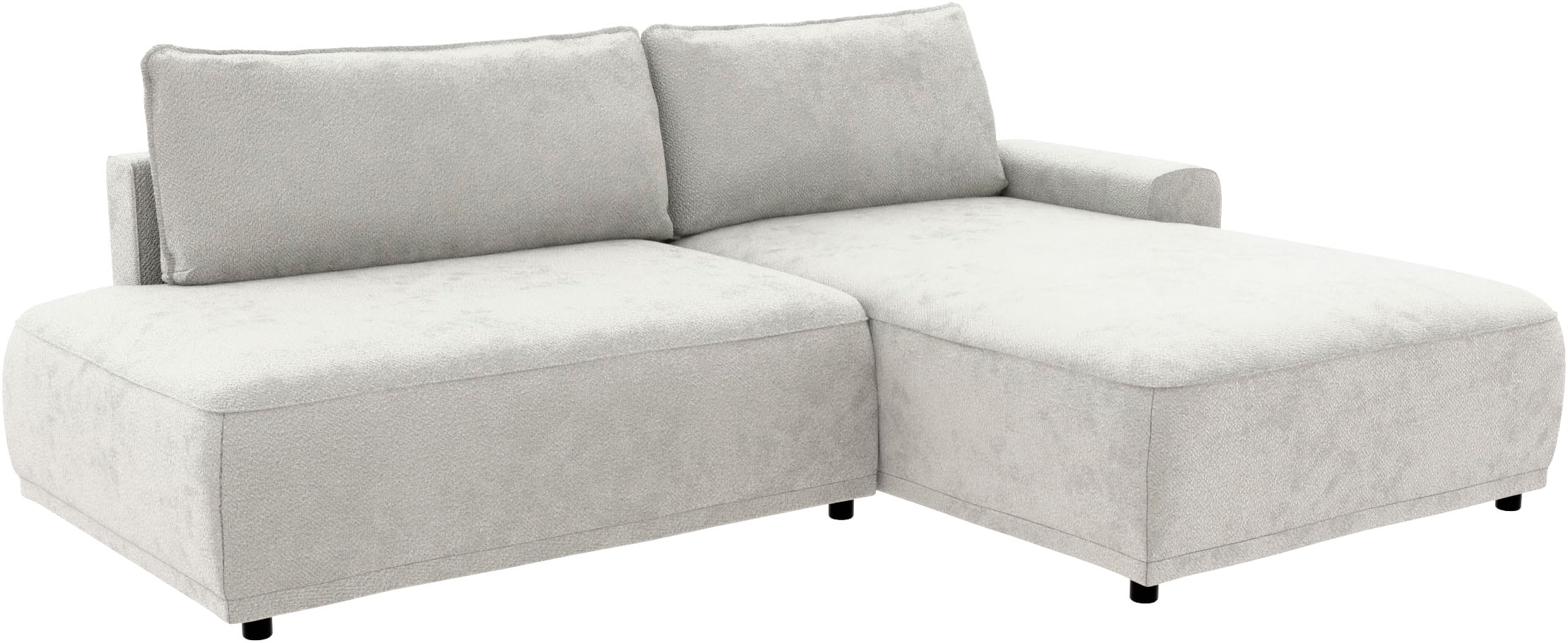 TRENDMANUFAKTUR Ecksofa »Fordon II, Schlafsofa mit Bettkasten, Couch in L-Form, Breite 250 cm«, in Struktur fein LEO, haustierfreundlich, wollweiß, Armlehne rechts