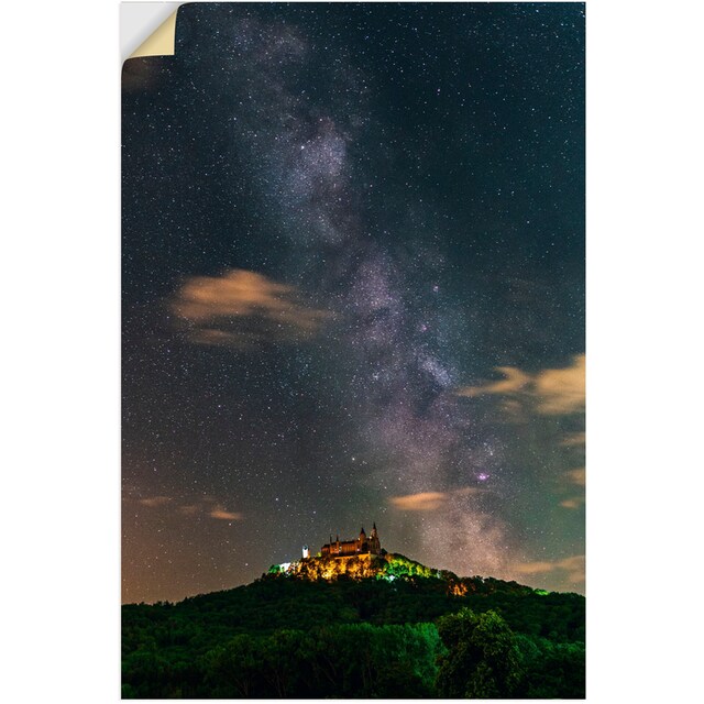 St.), BAUR Wandbild über Wandaufkleber der Artland »Milchstraße versch. | Alubild, Hohenzollern«, Friday Bilder vom Burg in Sternenhimmel, (1 als Leinwandbild, oder Poster Größen Black