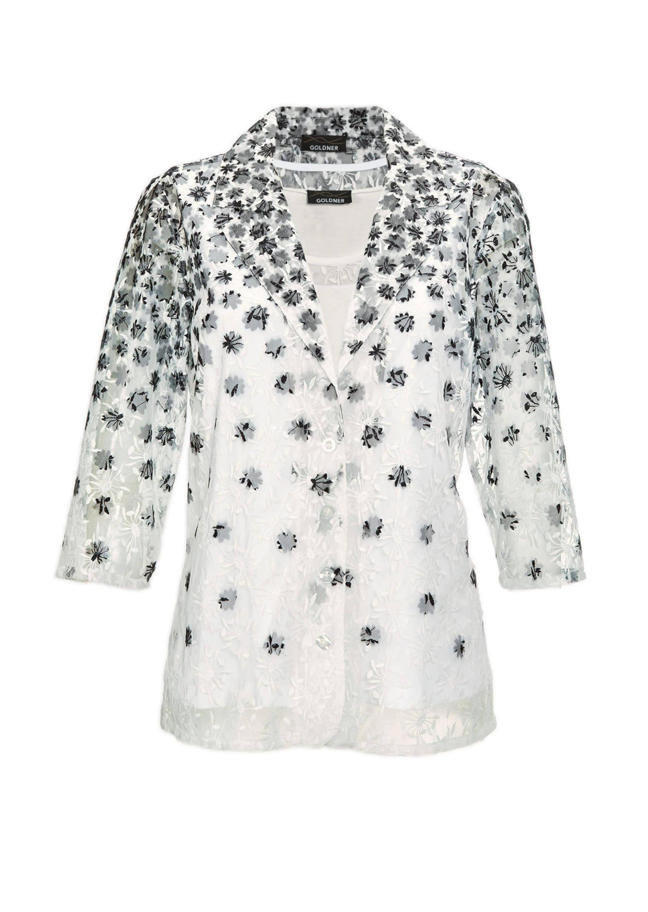 GOLDNER Klassische Bluse "Festtagsoutfit mit Spitzen-Details" 2 in 1