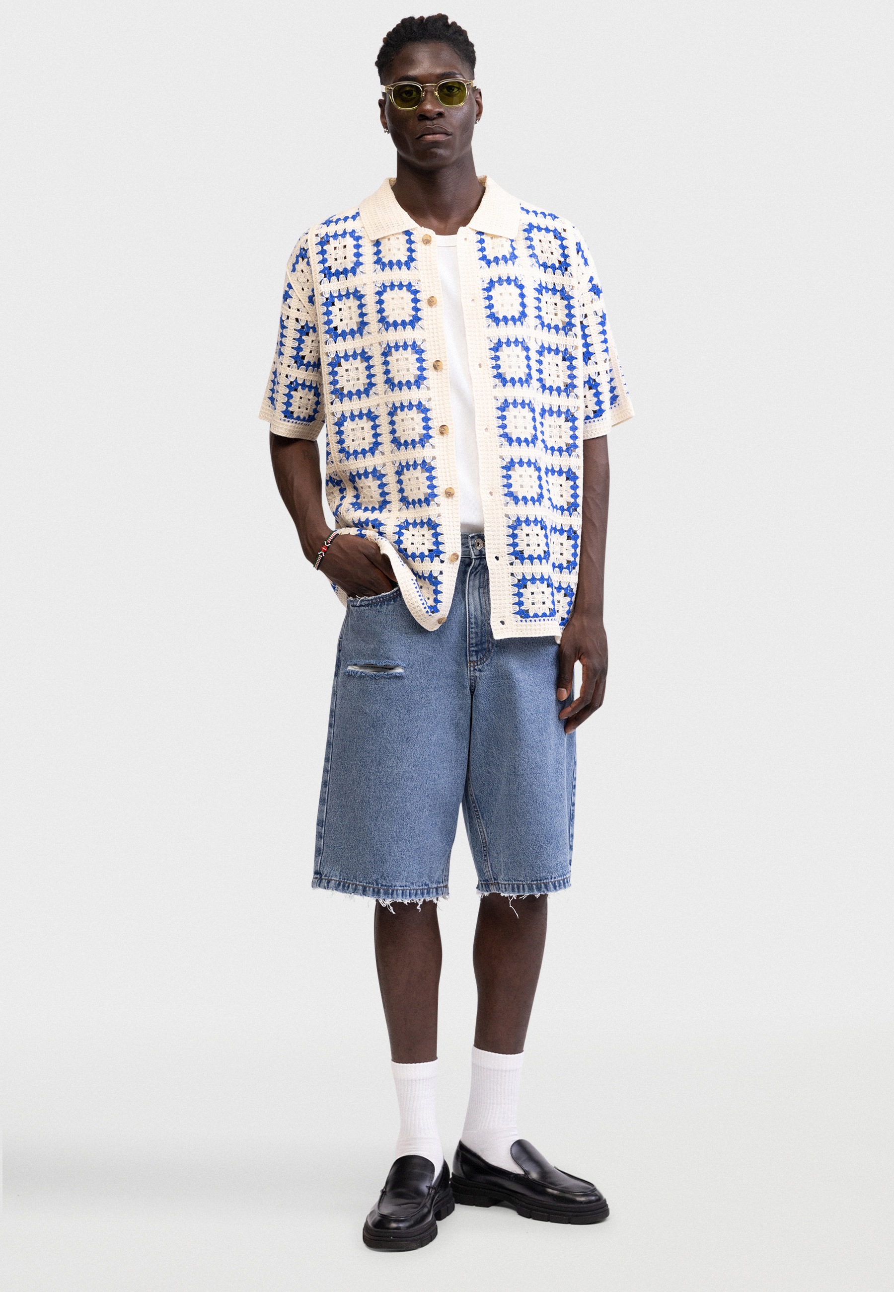 REDEFINED REBEL "Redefined Rebel Shirt RRFabian Shirt Crochet BOXY FIT"