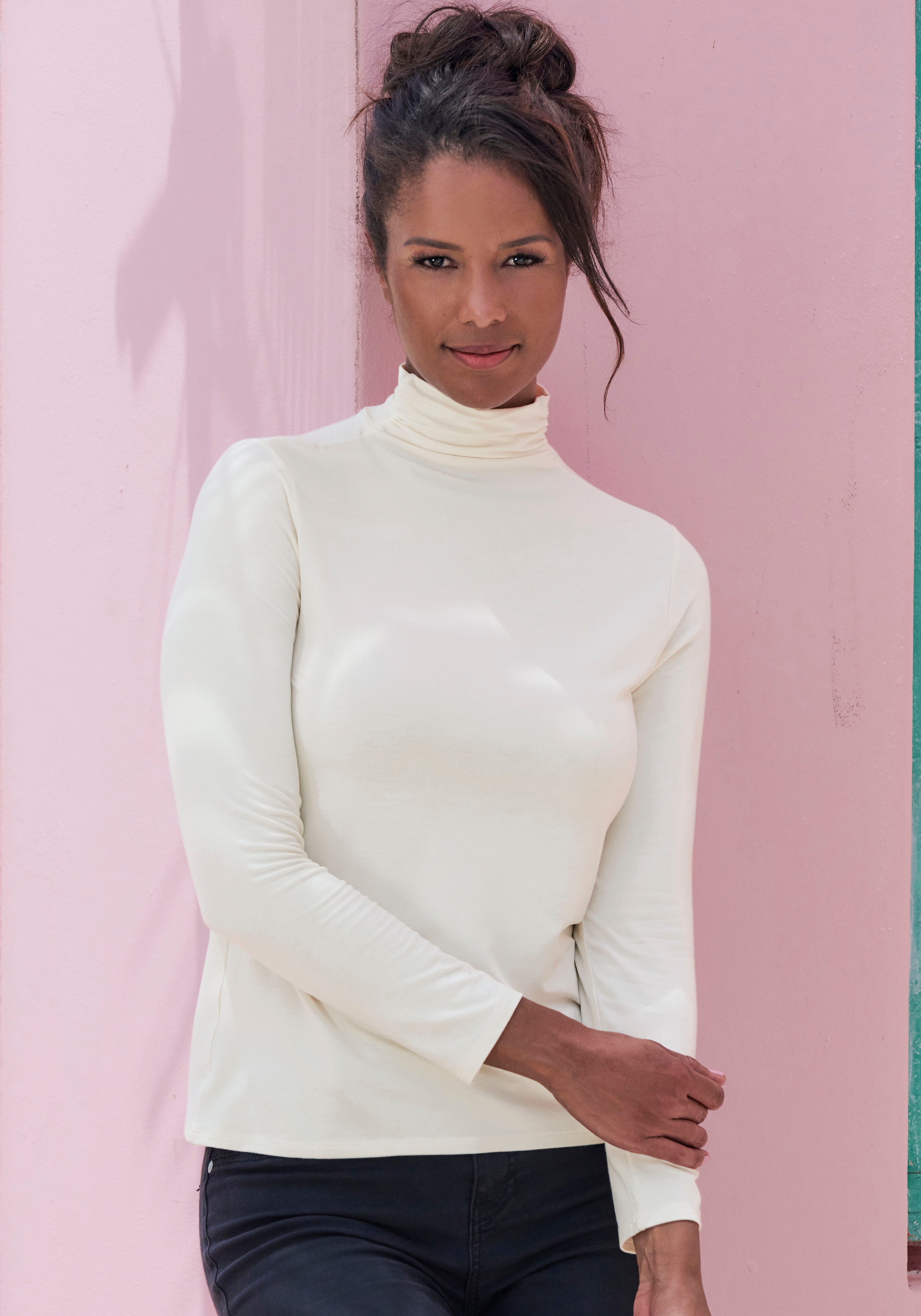 LASCANA Stehkragenshirt »aus weichem Viskose-Stretch«, (2er-Pack)