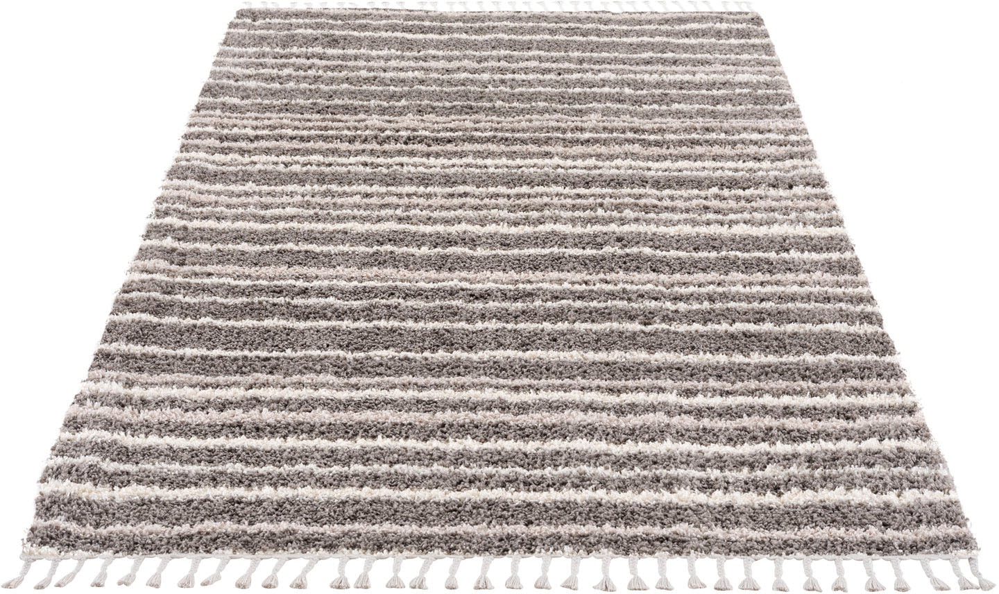 Carpet City Hochflor-Teppich »Pulpy 520«, rechteckig, besonders weich, mit Fransen, Streifen Look