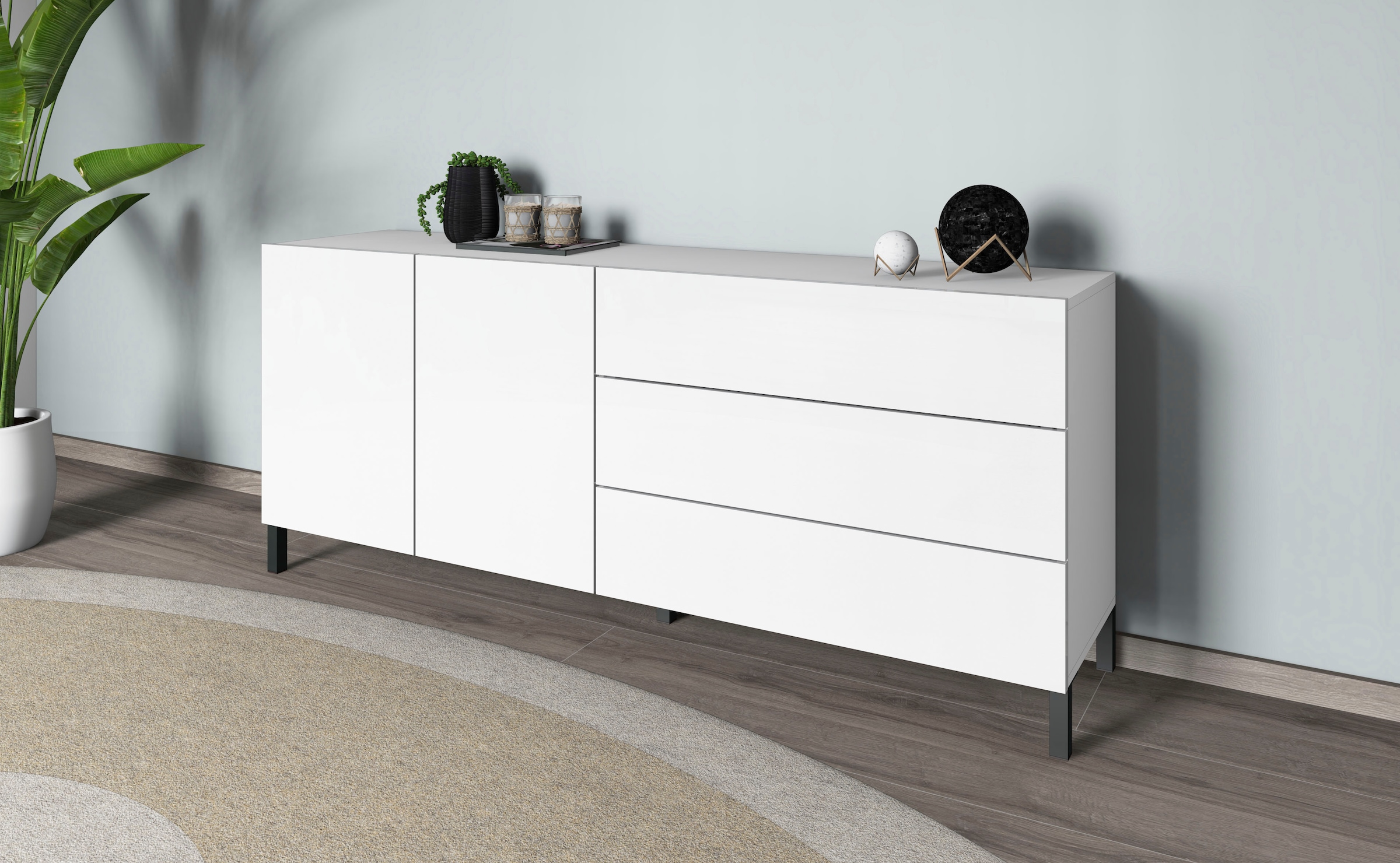 borchardt Möbel Sideboard, Metallfüße, grifflose Optik