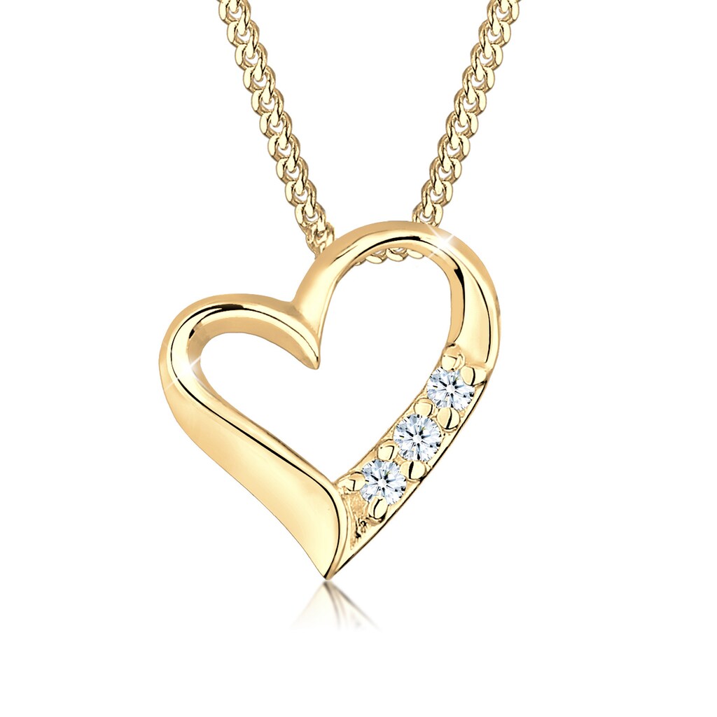 Elli DIAMONDS Collierkettchen »Herz Liebe Diamant (0.06 ct.) 925 Silber«