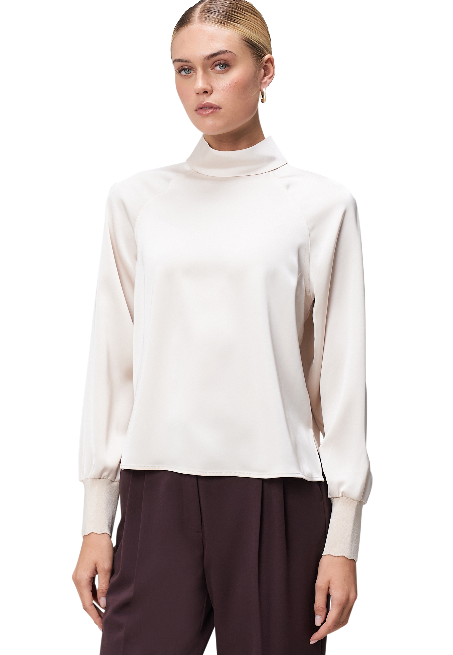 Zero Satinbluse "Damen Satinbluse mit Stehkragen" günstig online kaufen