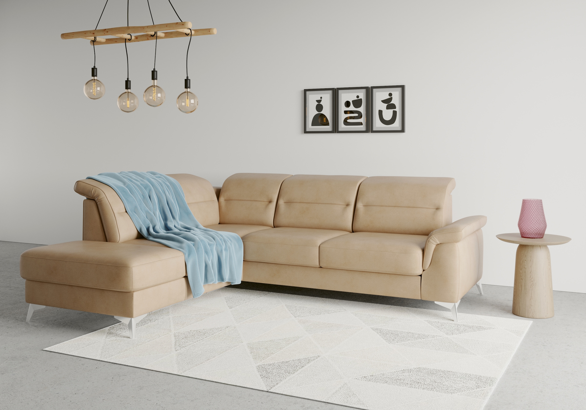 Ecksofa SIT & MORE "Sinatra L-Form", braun (macchiato), B:251cm H:85cm T:220cm, 100% Polyester, Sofas, Ecksofa, mit Ottomane, optional mit Kopfteilverstellung und Armteilfunktion 7