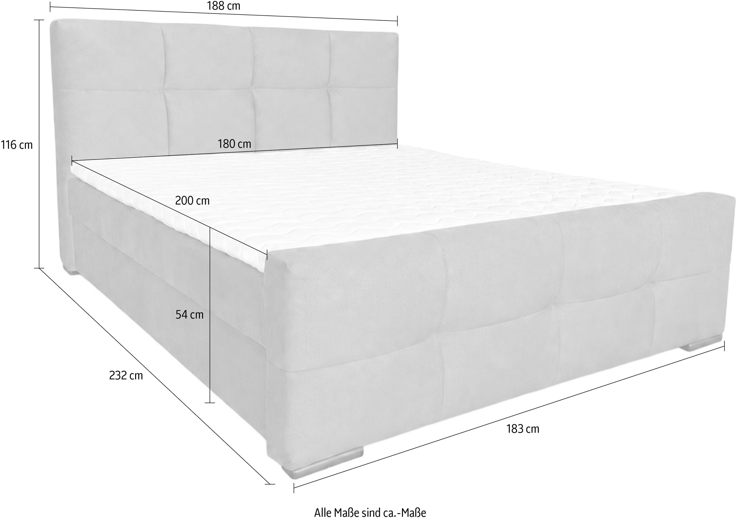 OTTO home Boxbett »RISE, Polsterbett mit Bettkasten, inkl. Taschenfederkernmatratze H3« inkl. Kaltschaumtopper, Luxus-Mircofaser-Bezug, Liegefläche 180x200 cm