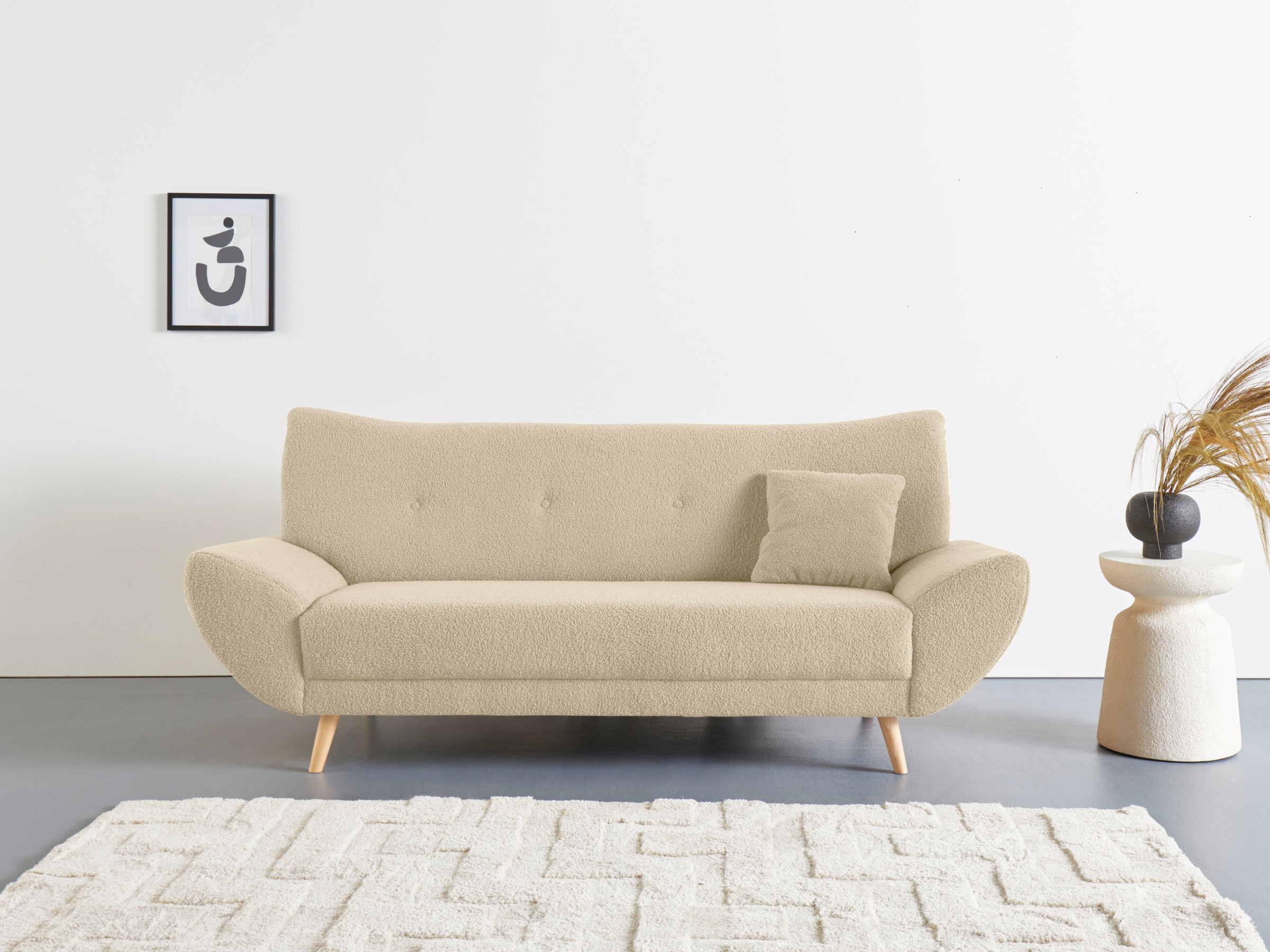 Home affaire 3-Sitzer "Basta komfortable Wellenunterfederung, Breite 205cm, bodenfrei"