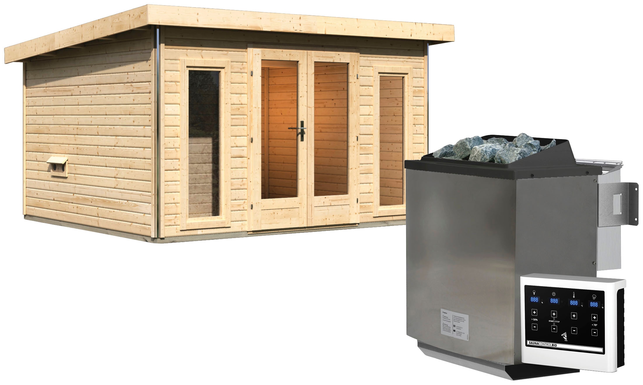 Karibu "Maiko 2B" Set, Ofen 9 kW Bio externe Strg easy