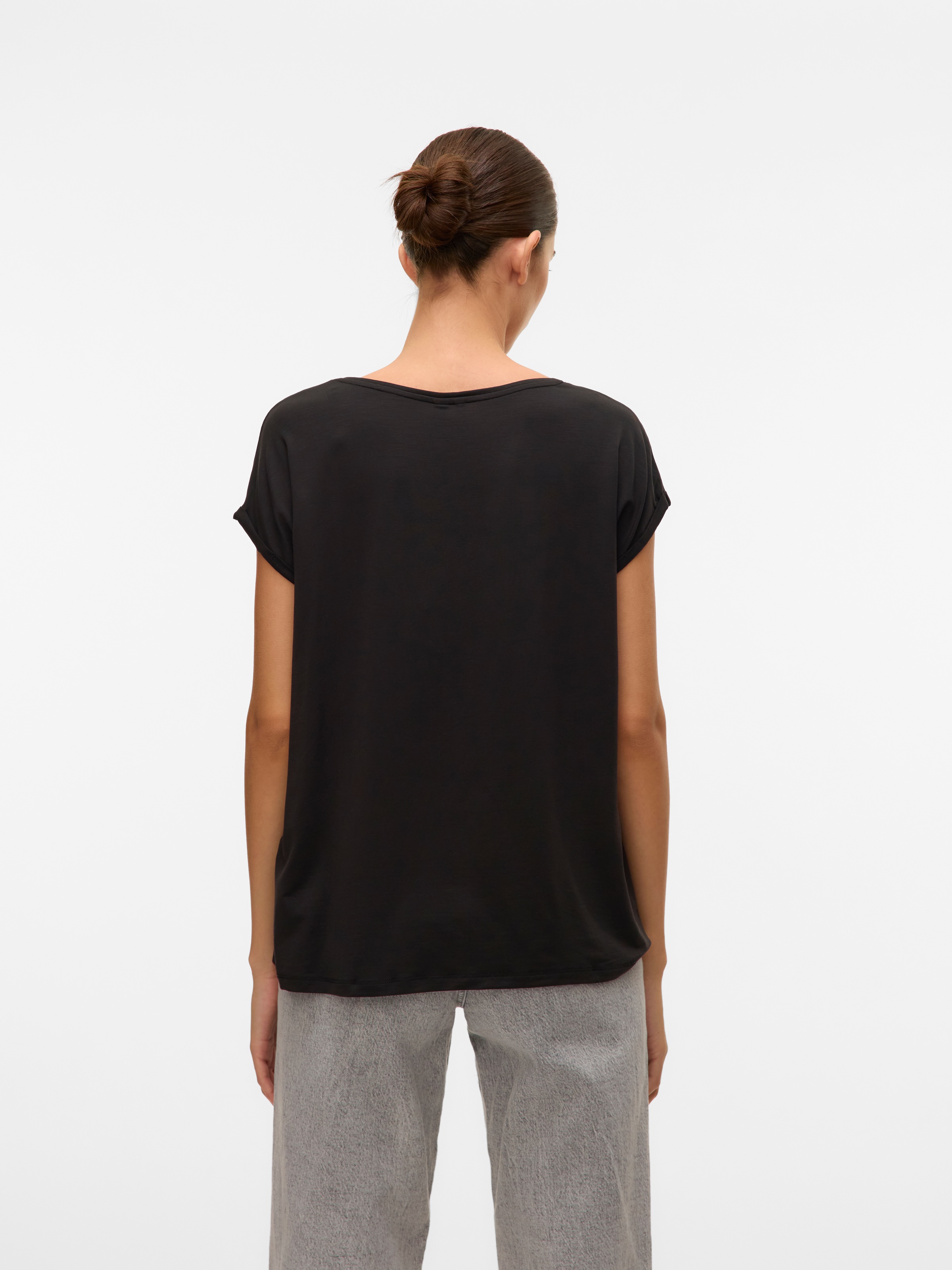 Thumbnail - Vero Moda Rundhalsshirt "VMAVA PLAIN SS TOP GAJRS NOOS" Materialmix, regular fit