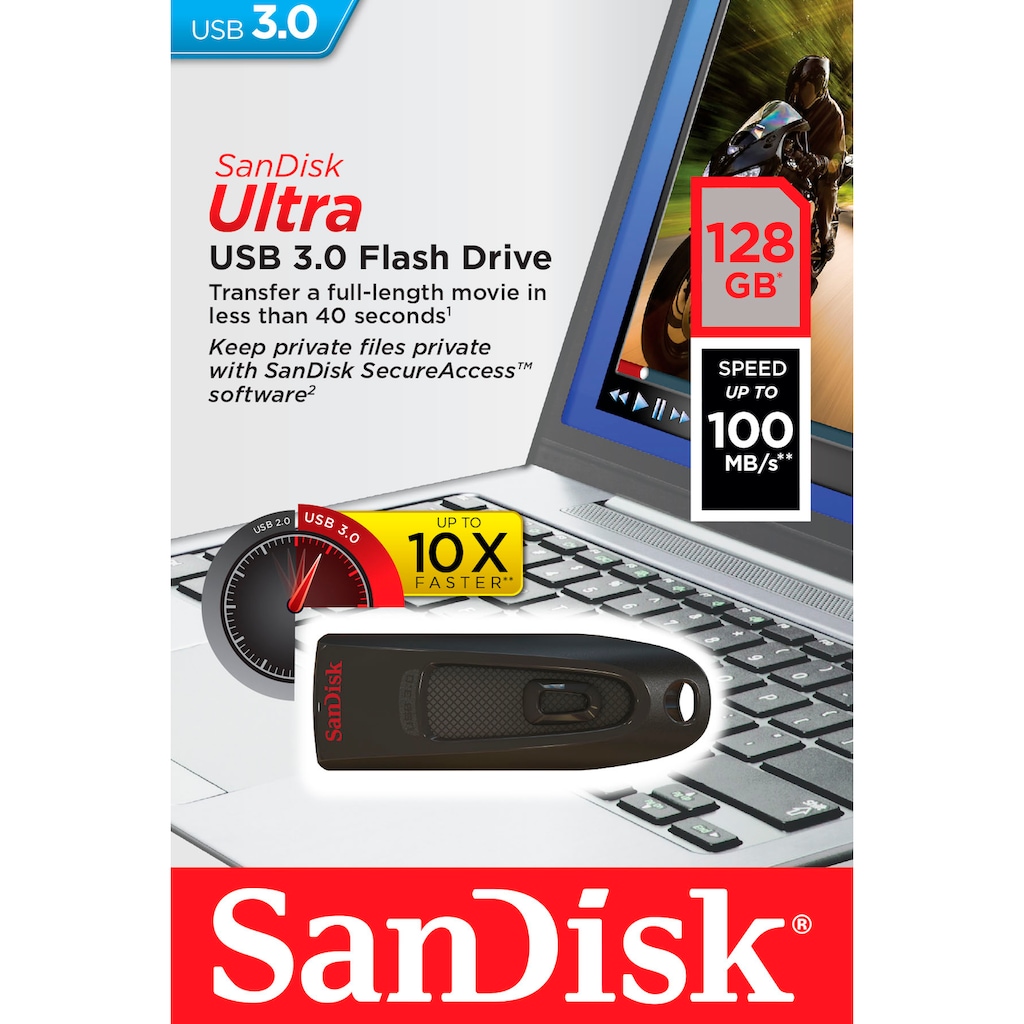 Sandisk USB-Stick »Ultra USB 3.0 128GB«, (USB 3.0 Lesegeschwindigkeit 130 MB/s)